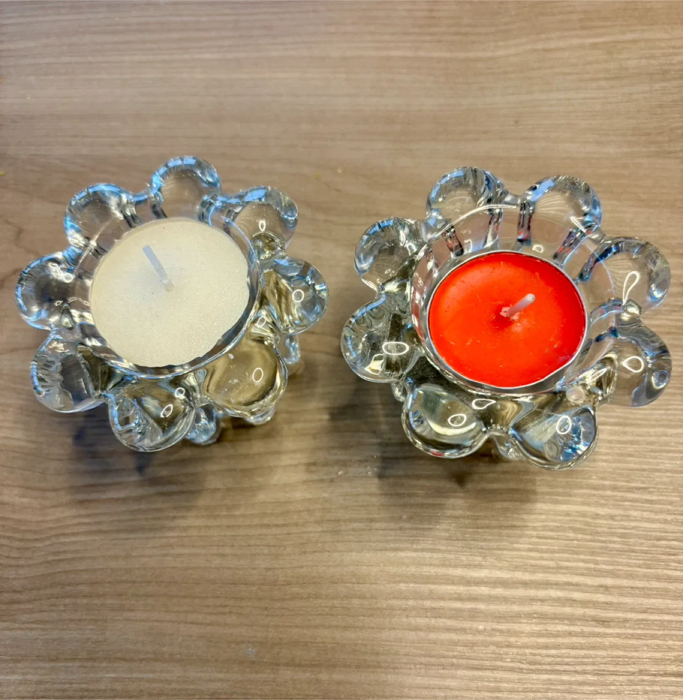 Glass Flower Tea Light Candle Holders #Cleanout