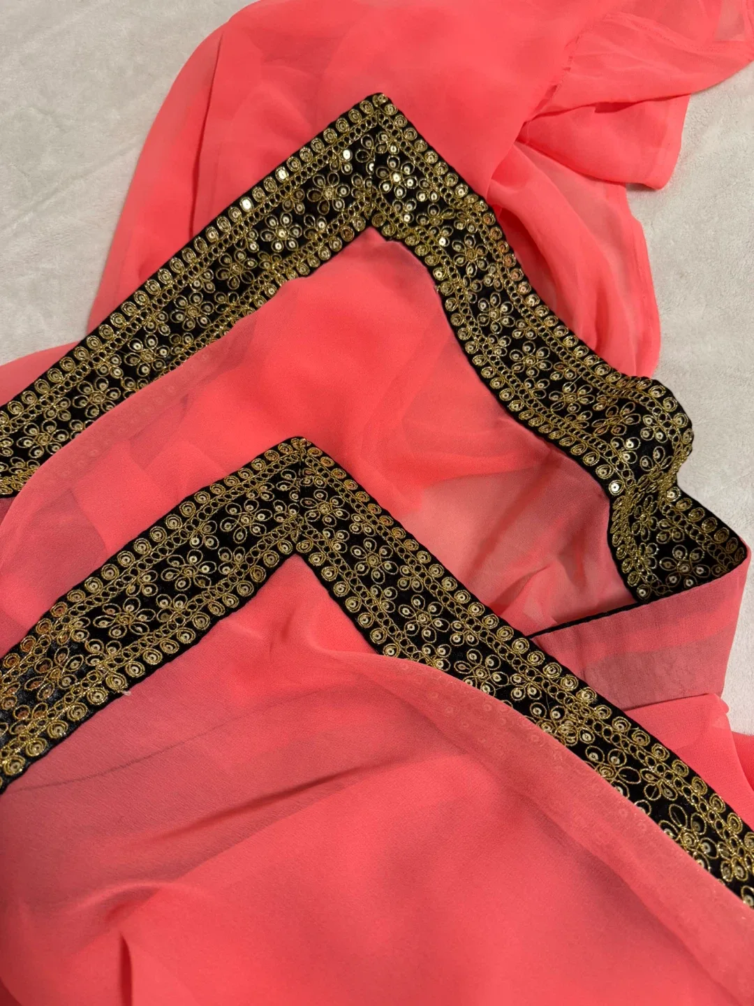 Pink Saree with Gold and Black Border