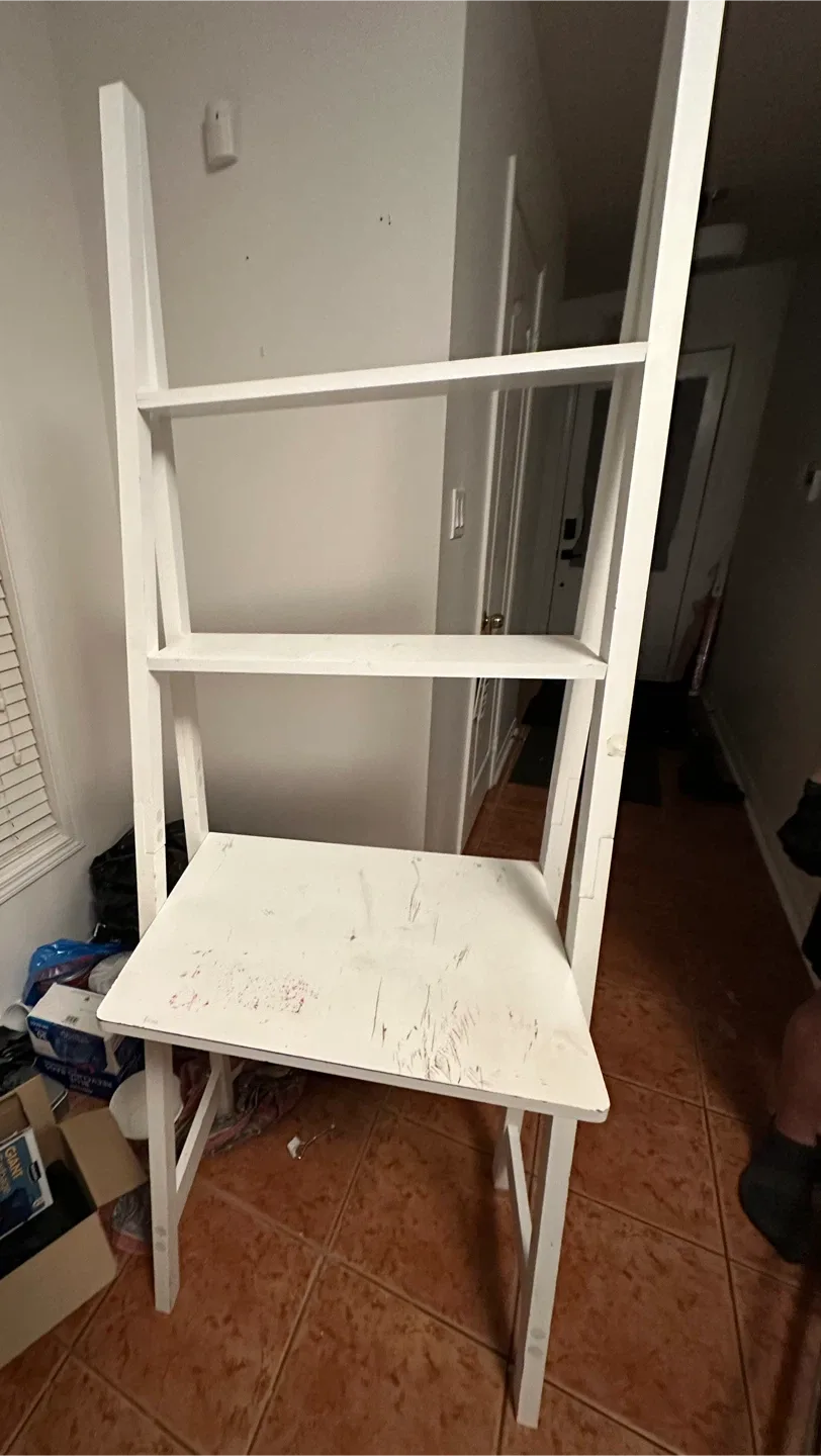 White Ladder Desk with Shelves