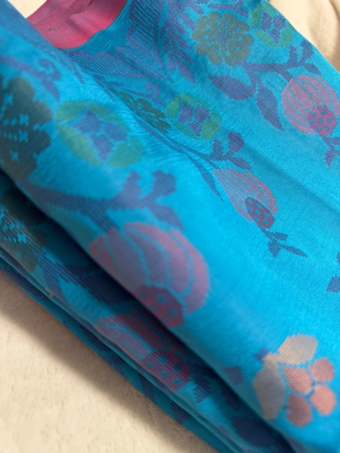 Blue Floral Pattern Saree