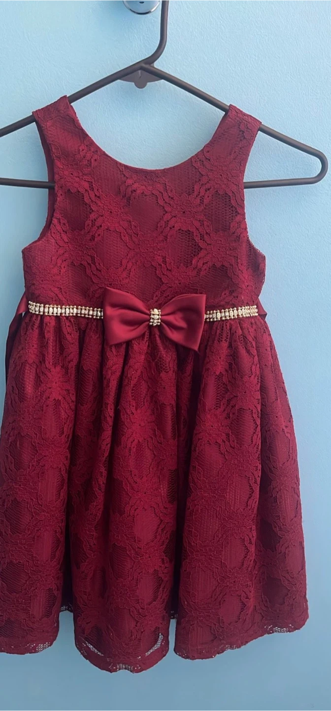 Bonnie Jean Burgundy Lace Dress - Size 5