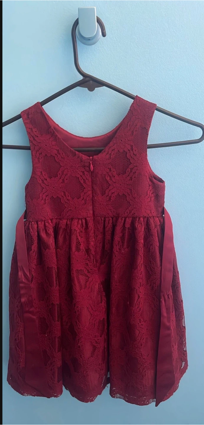 Bonnie Jean Burgundy Lace Dress - Size 5 - photo 2