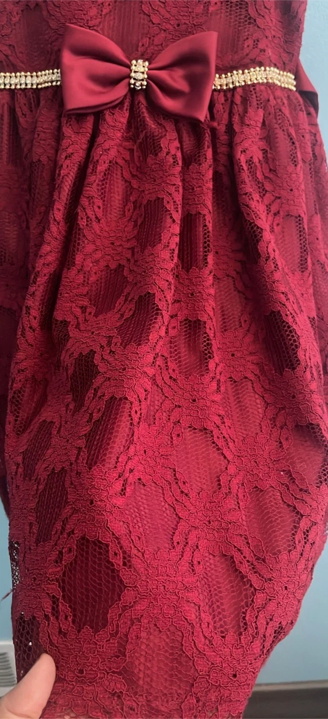 Bonnie Jean Burgundy Lace Dress - Size 5 - photo 3