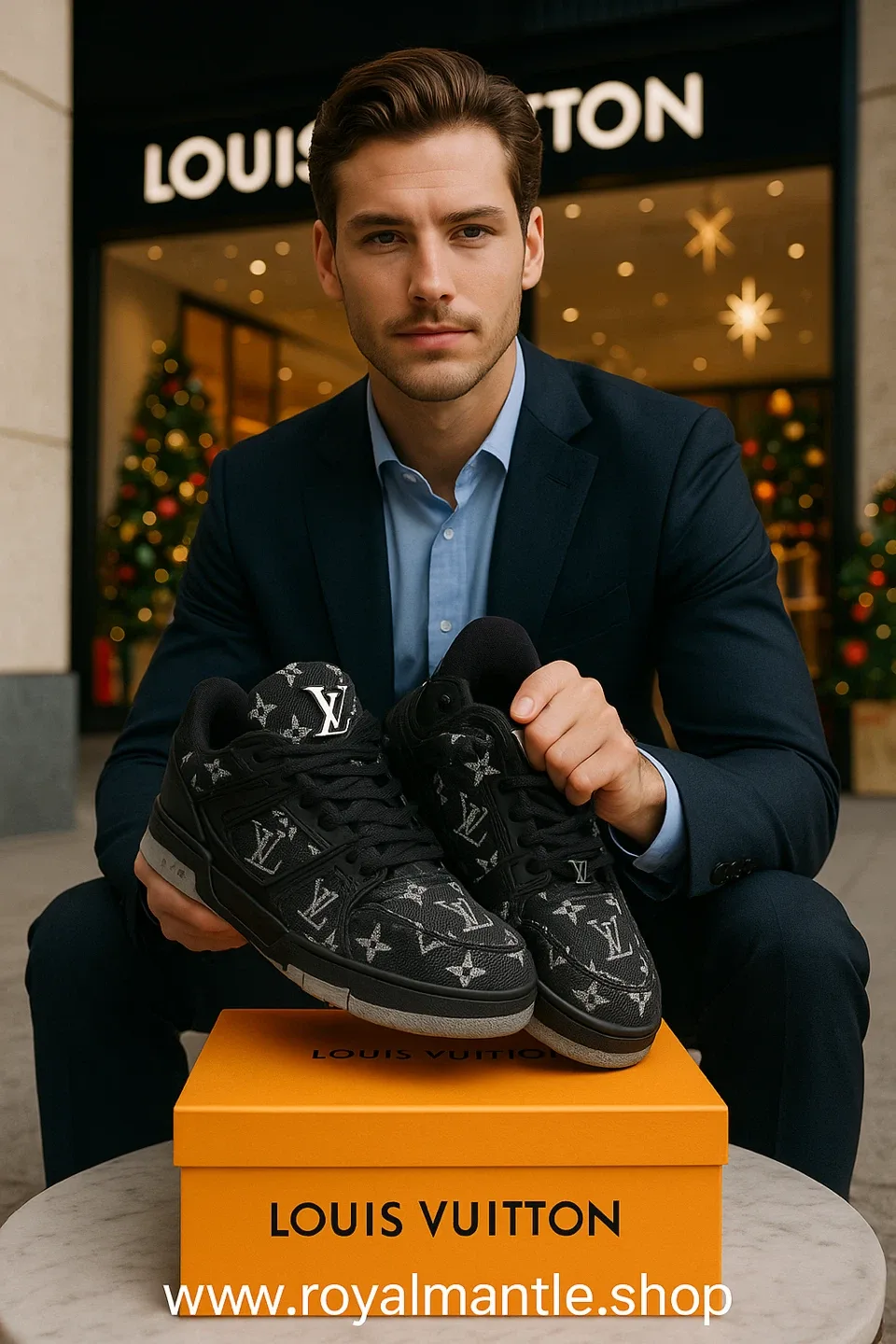 Louis Vuitton Black Monogram Trainer Sneakers