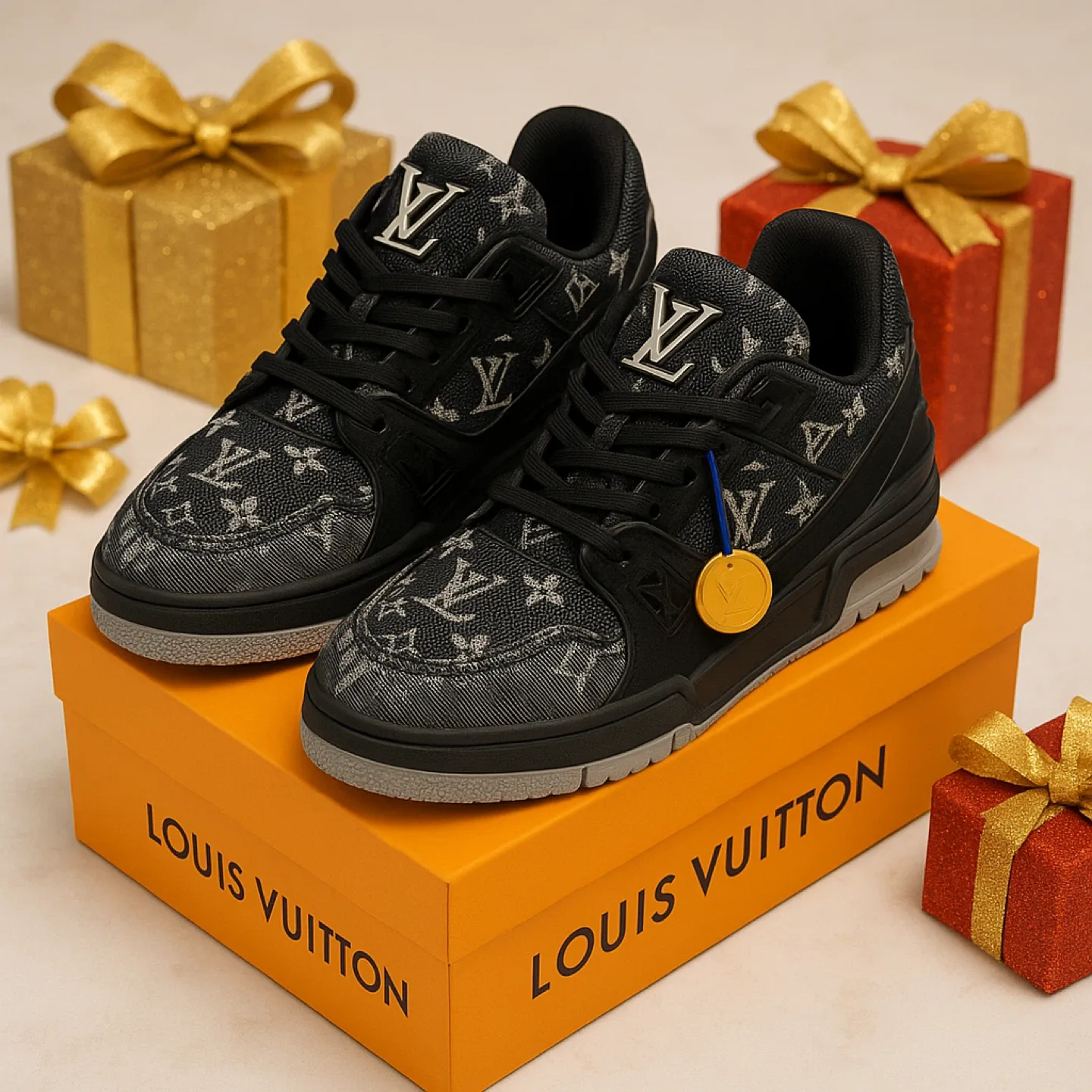 Louis Vuitton Black Monogram Trainer Sneakers image indicator(2)