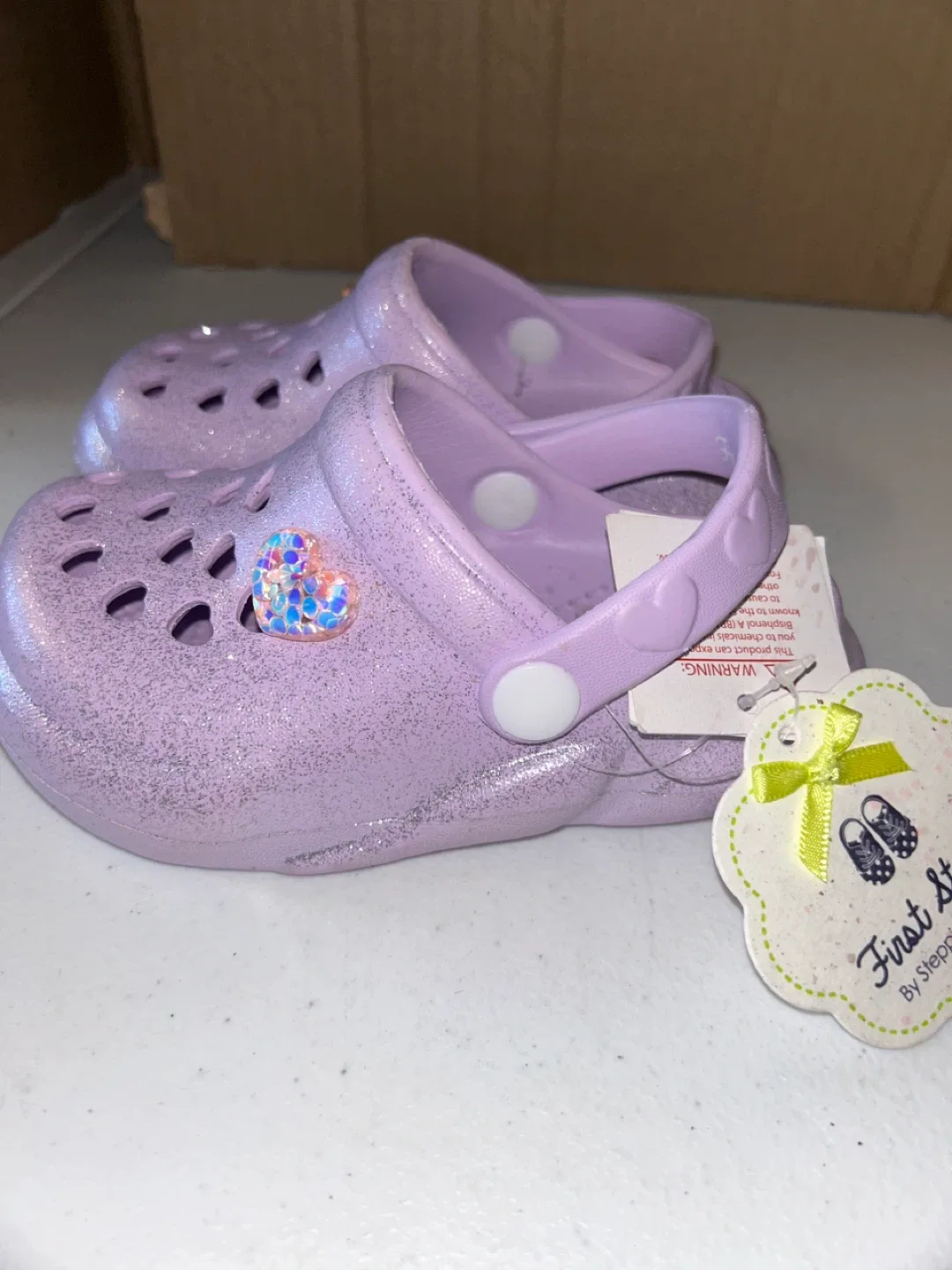 First Steps Lavender Glitter Clogs - Size 6