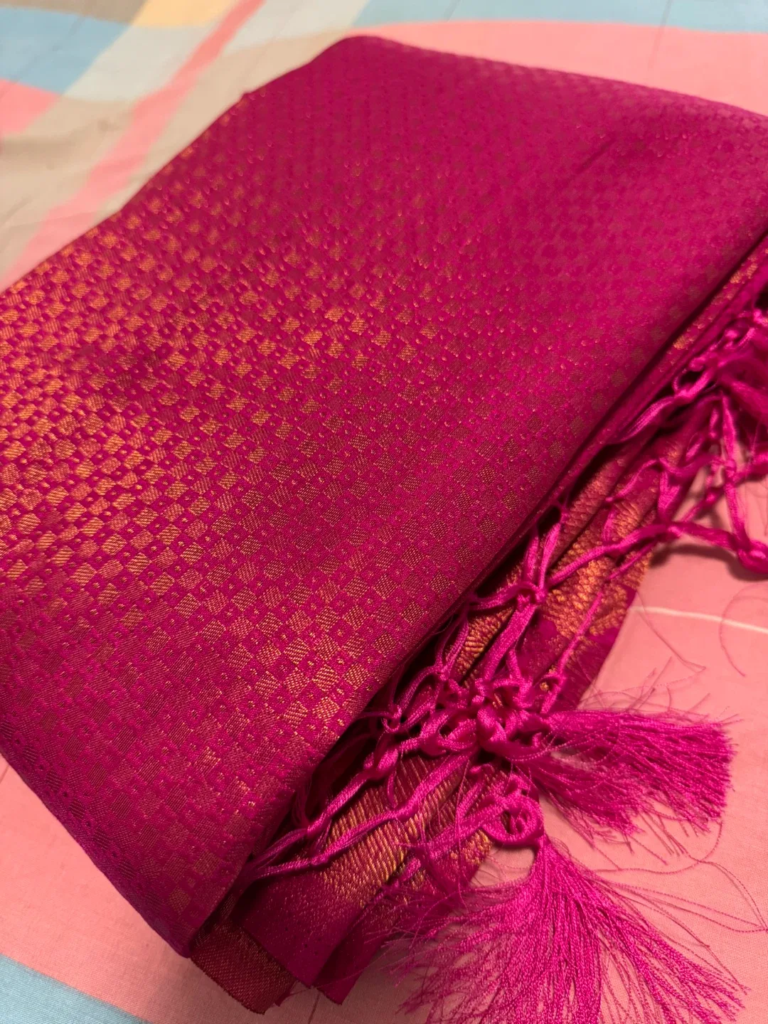 Pink saaari with Tassels image indicator(2)