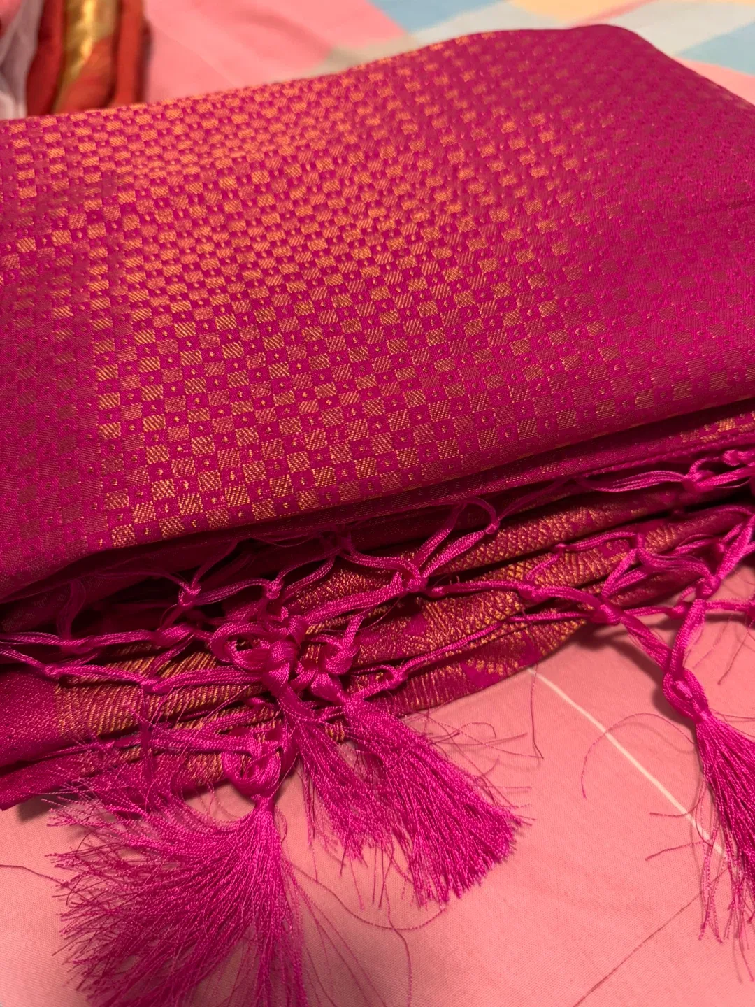 Pink saaari with Tassels