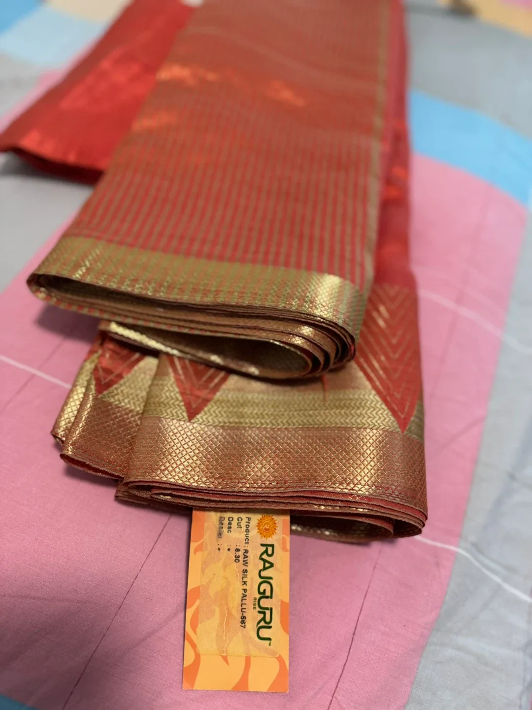 Rajguru Red Raw Silk Saree