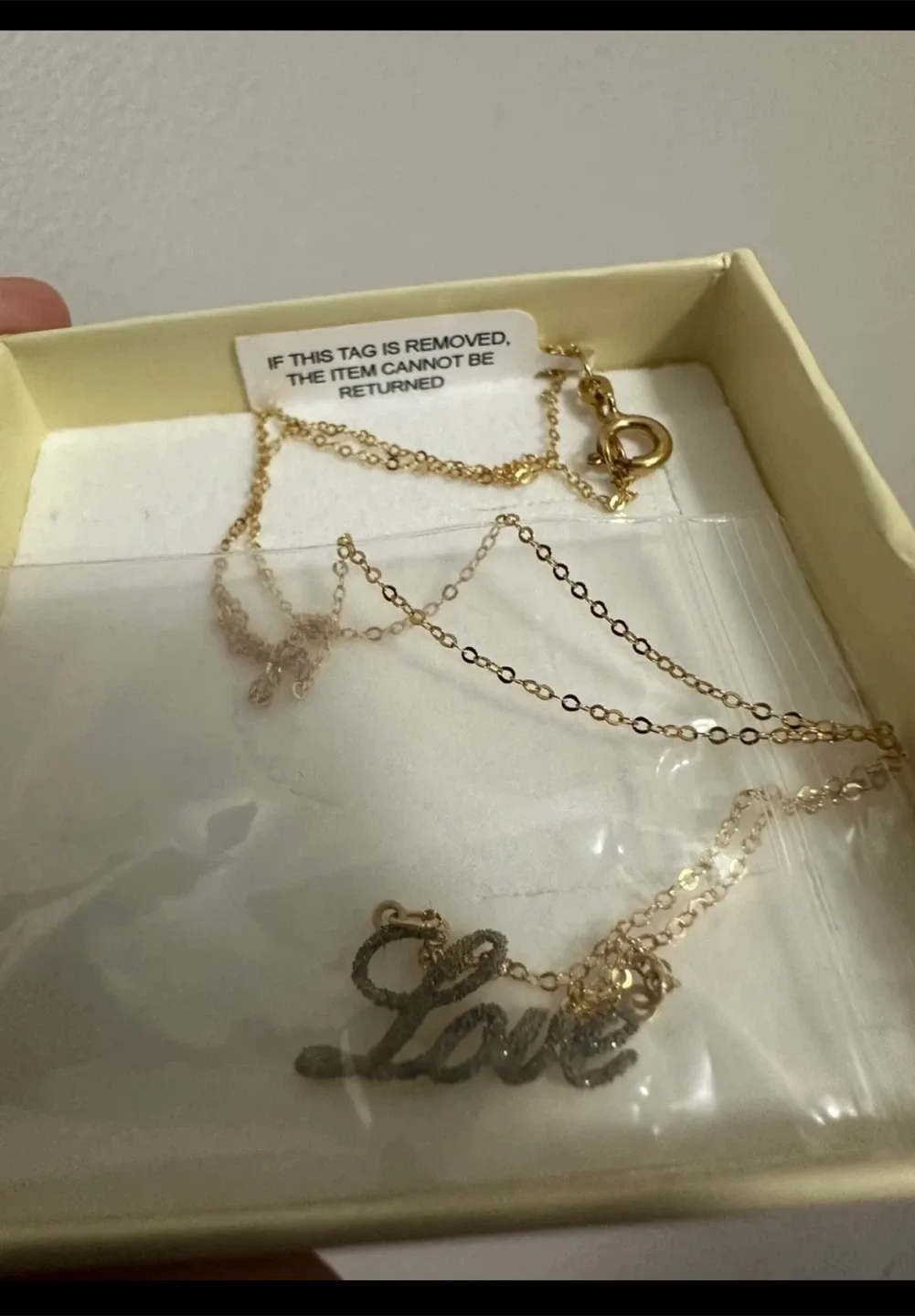 Stefano Oro 14K Gold 'Love' Diamond Dust Necklace