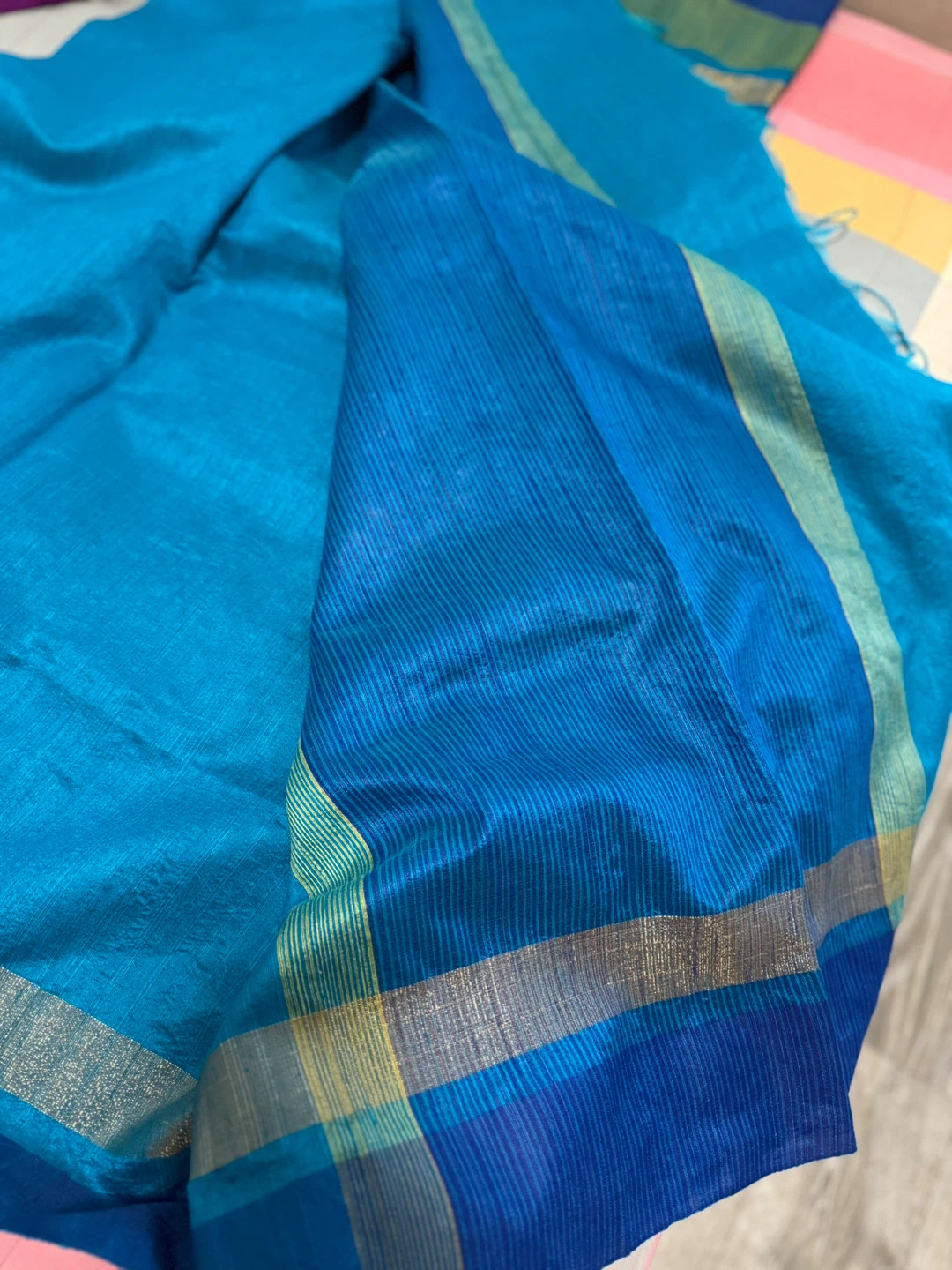 Blue Silk Saree - photo 4