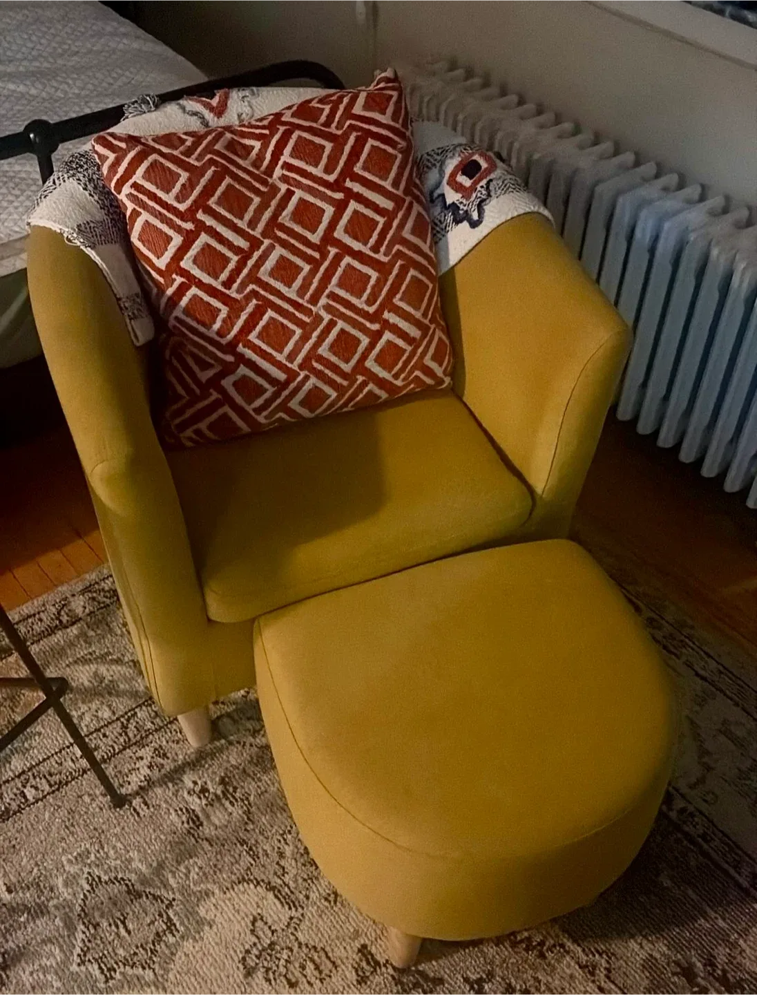 Yellow Armchair with Ottoman