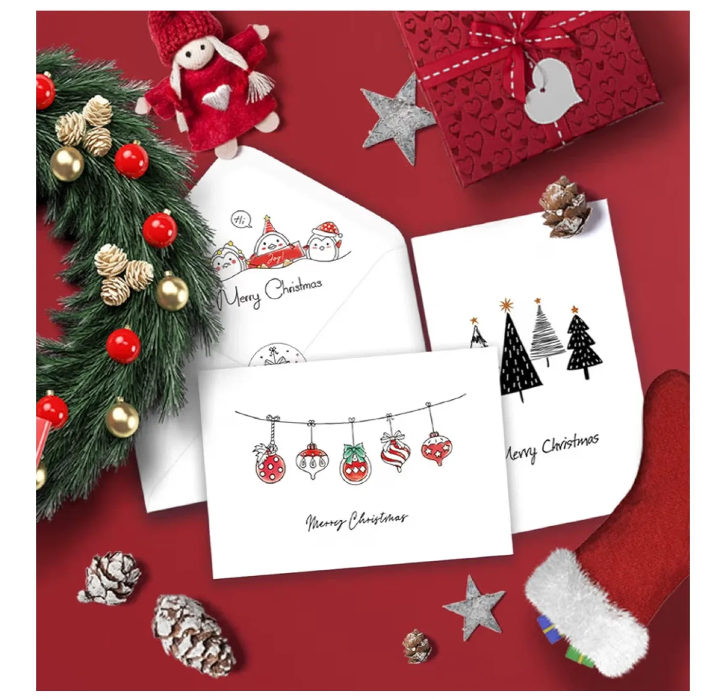 Christmas Cards Set of 24 with Stickers image indicator(2)