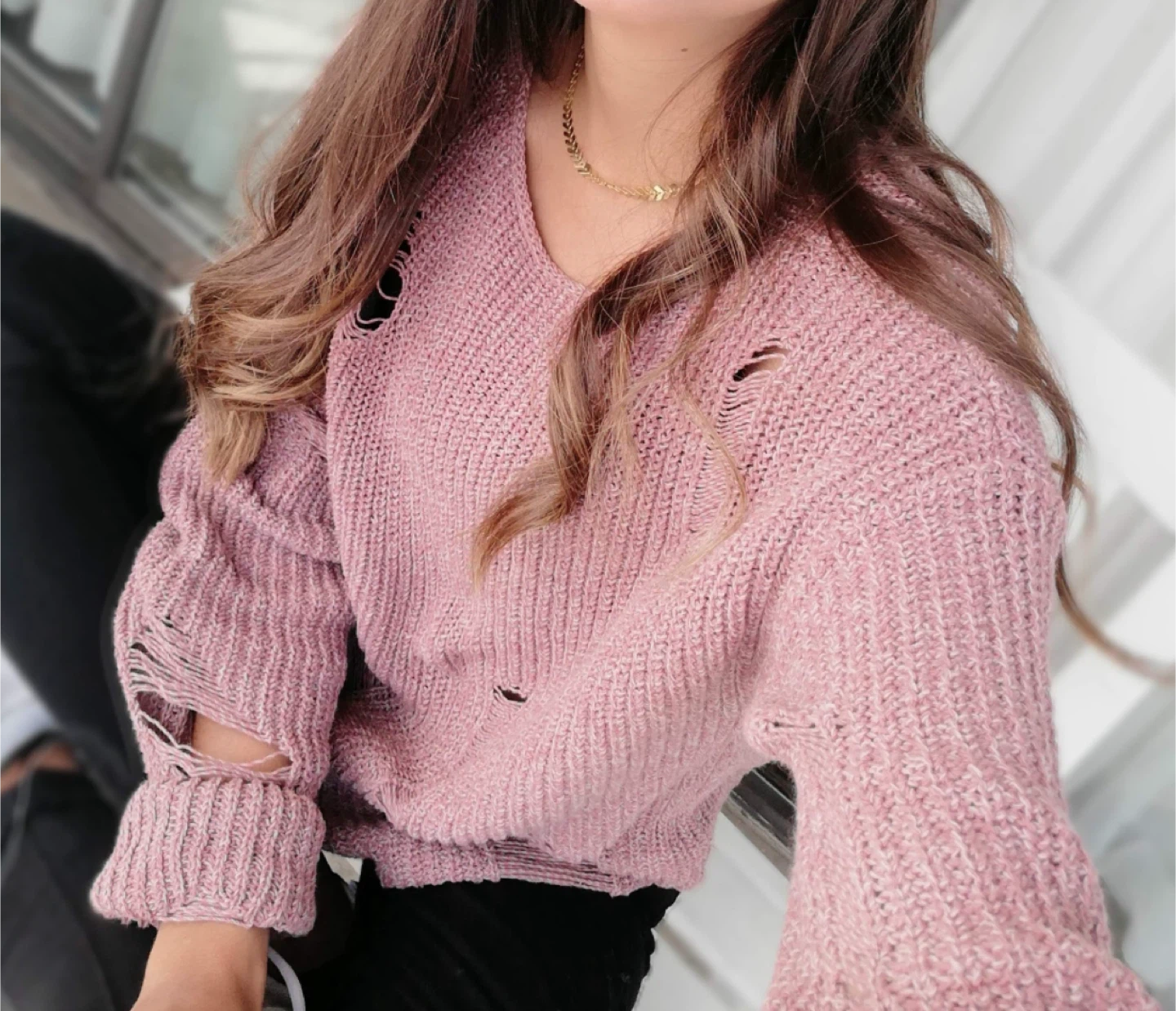 H&M Divided Pink Distressed Sweater - XS
