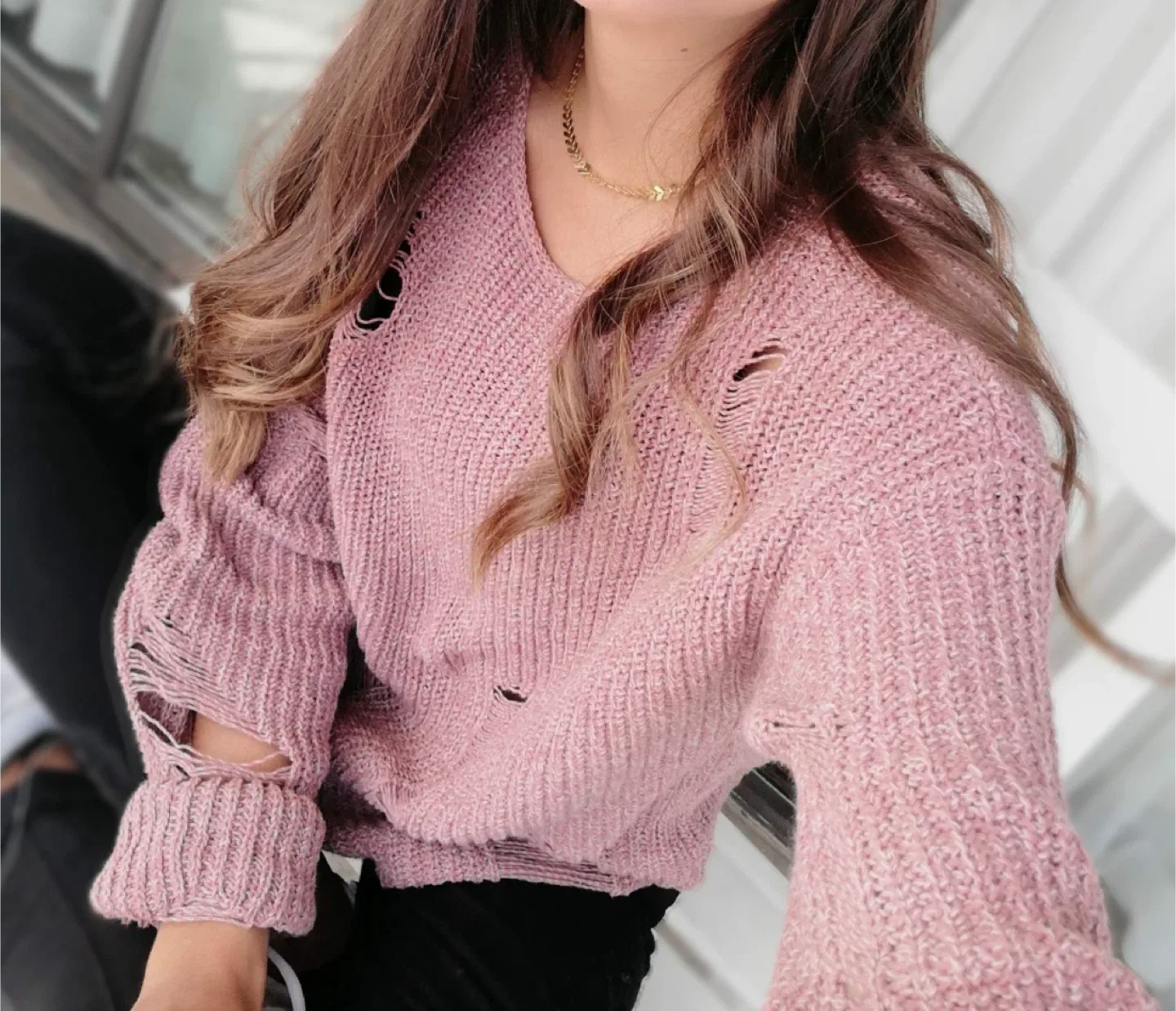 H&M Divided Pink Distressed Sweater - XS