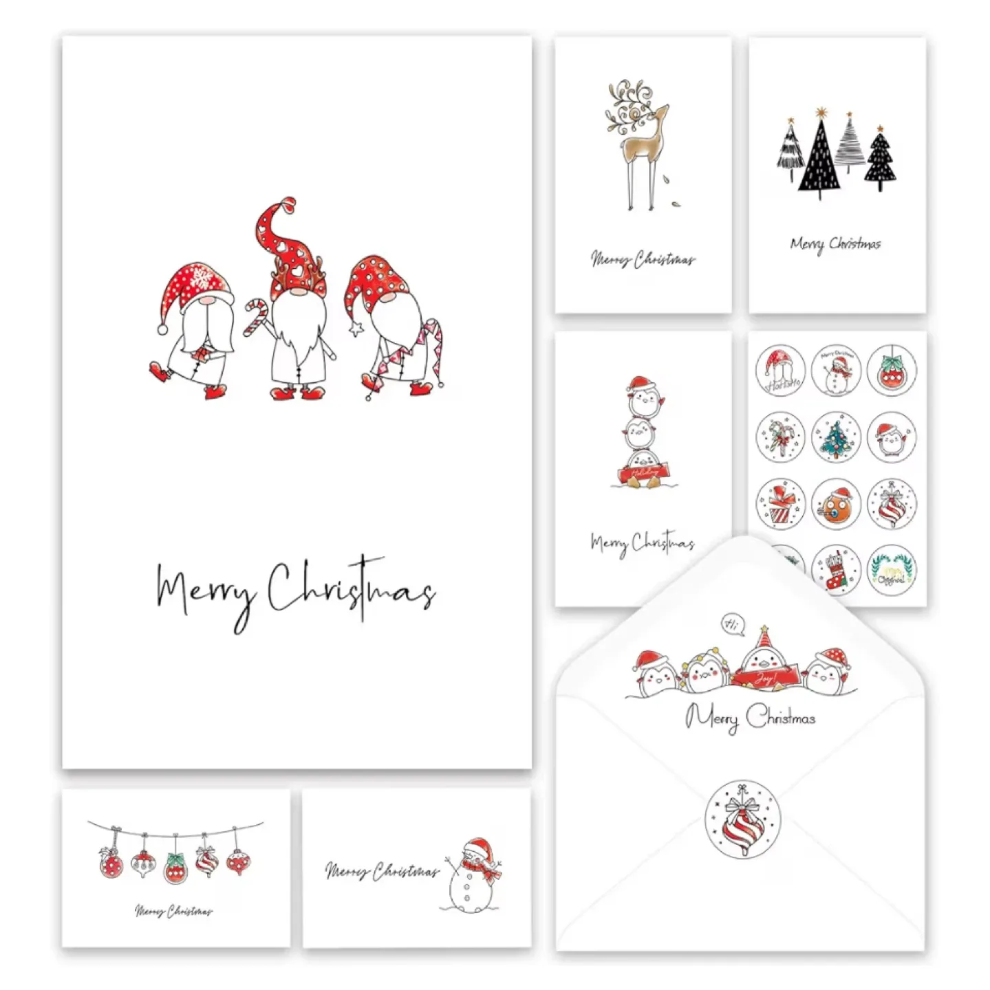 Christmas Cards Set of 24 with Stickers image indicator(9)