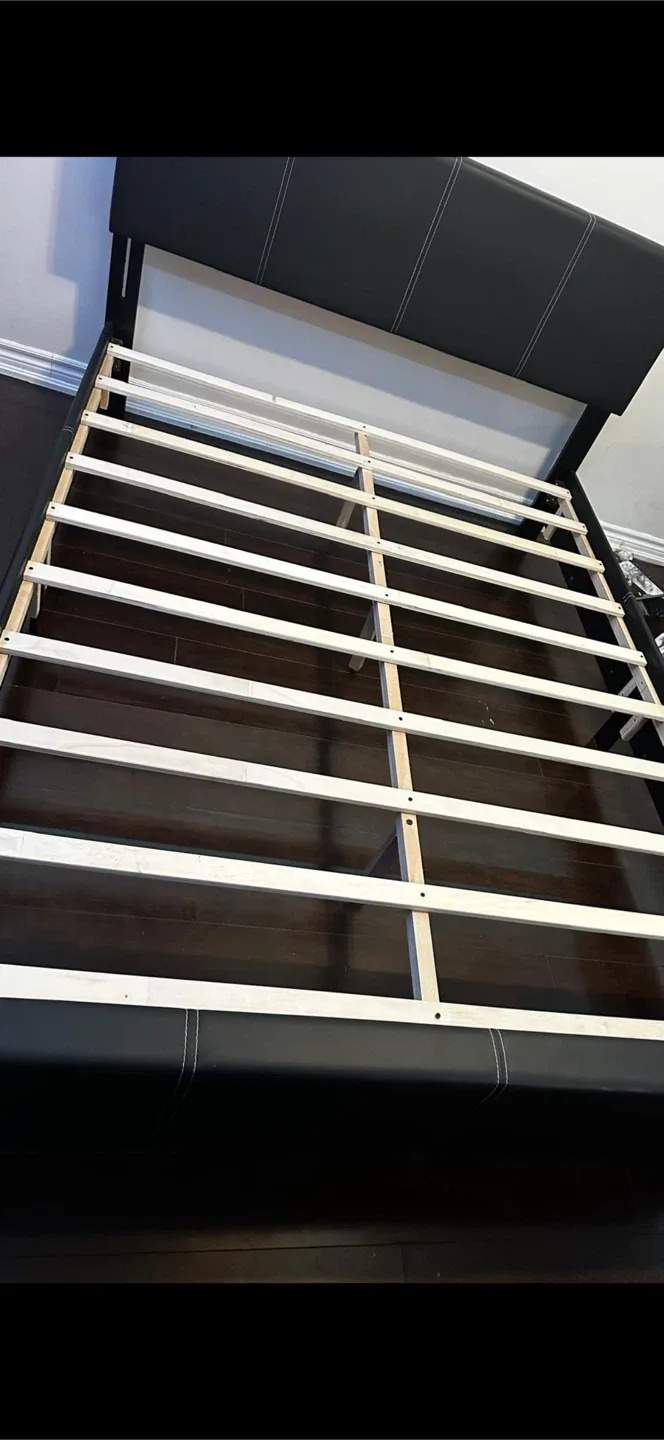 Black Leather Queen Bed Frame