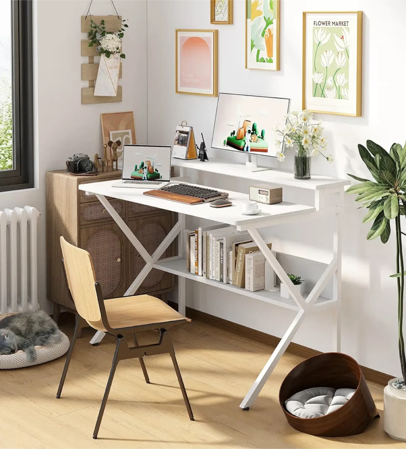 Home Office Desk with Shelves - 39 inch