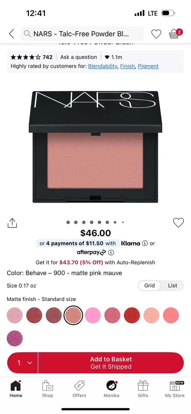 Super mini NARS Blush - Behave Matte Pink Mauve