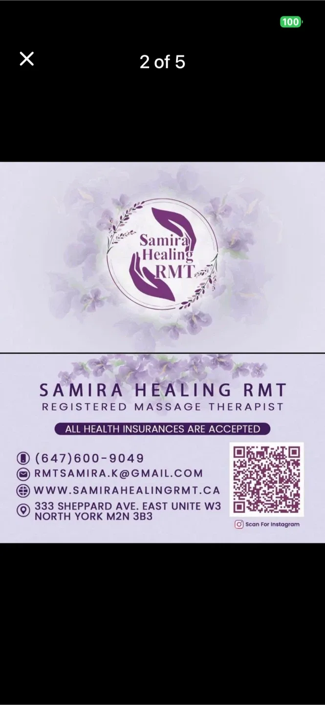 Samira Healing RMT Business Card
