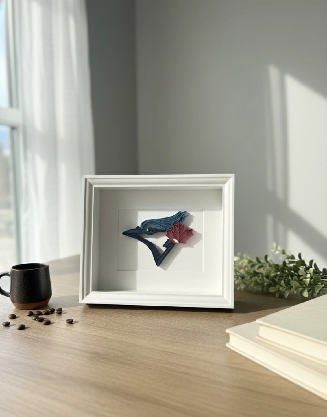 Handmade Framed Blue Jays Quilling Art