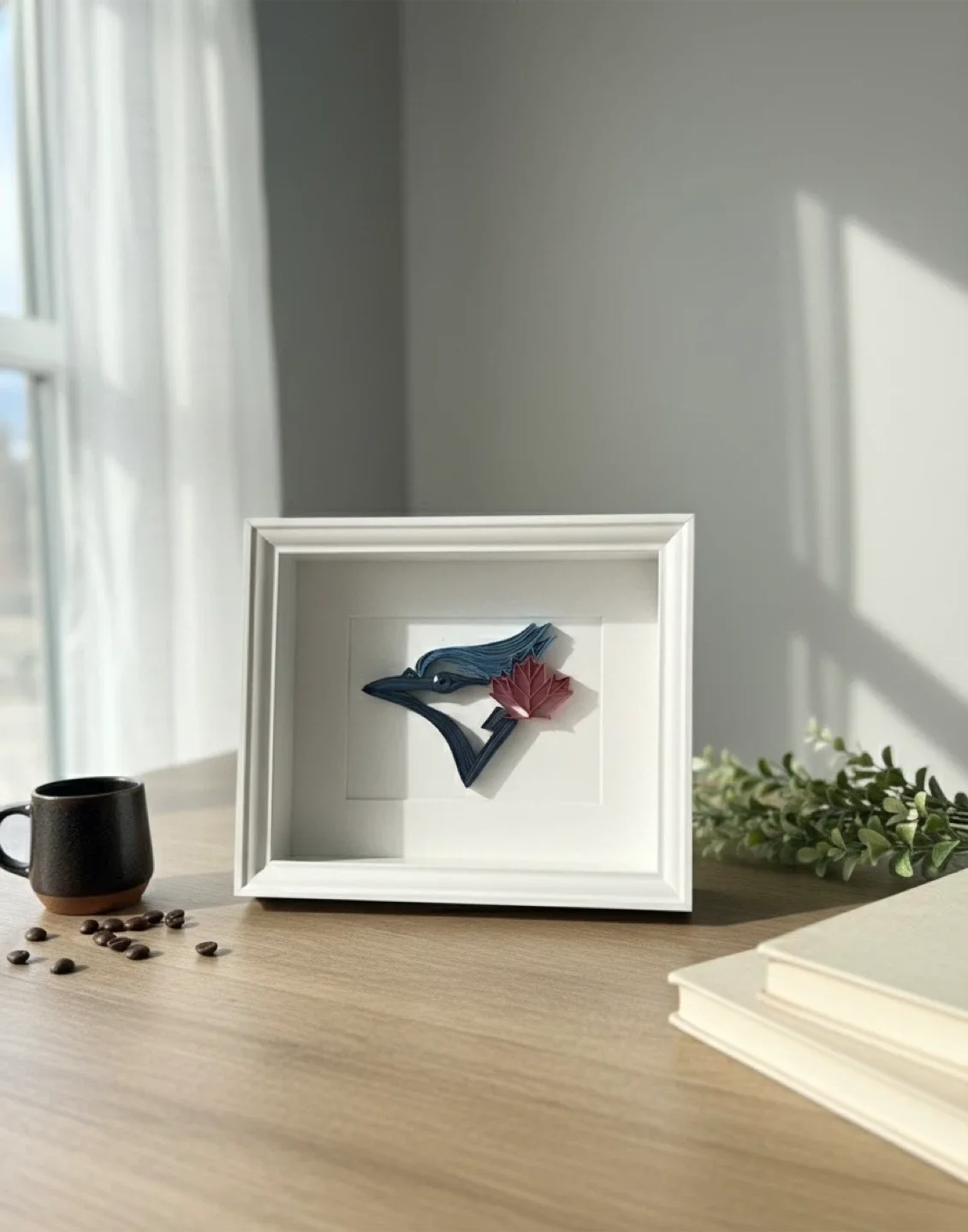 Framed Blue Jays Quilling Art