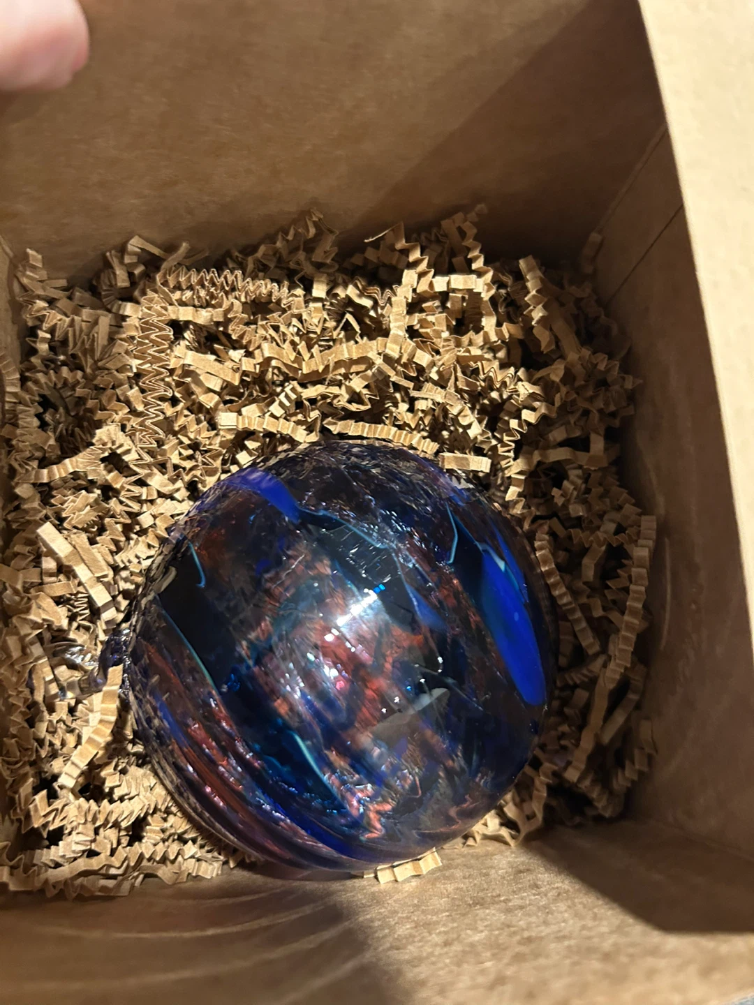Seattle Blue Swirl Art Glass Ball Ornament - photo 4