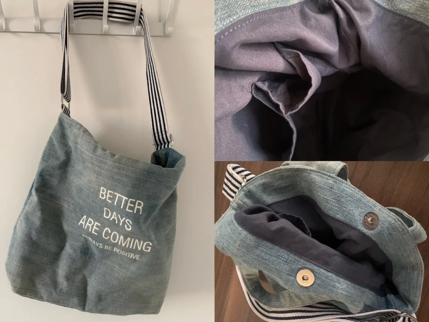 Denim Tote Bag - "Better Days Are Coming"