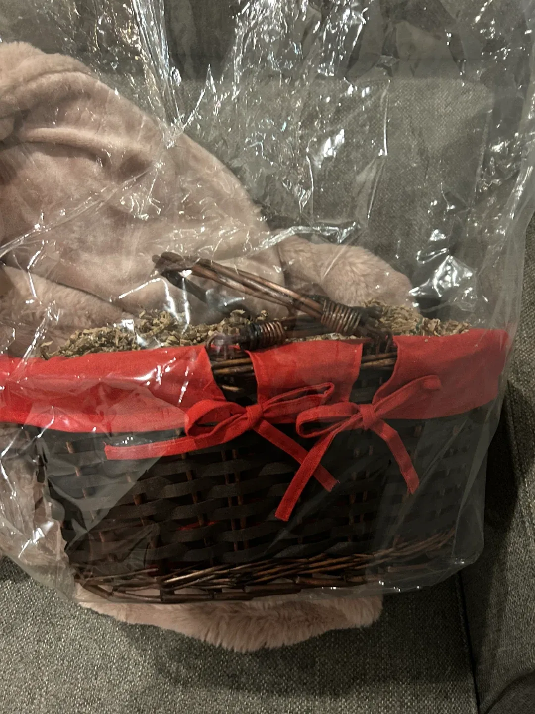 Wicker Basket with Red Liner