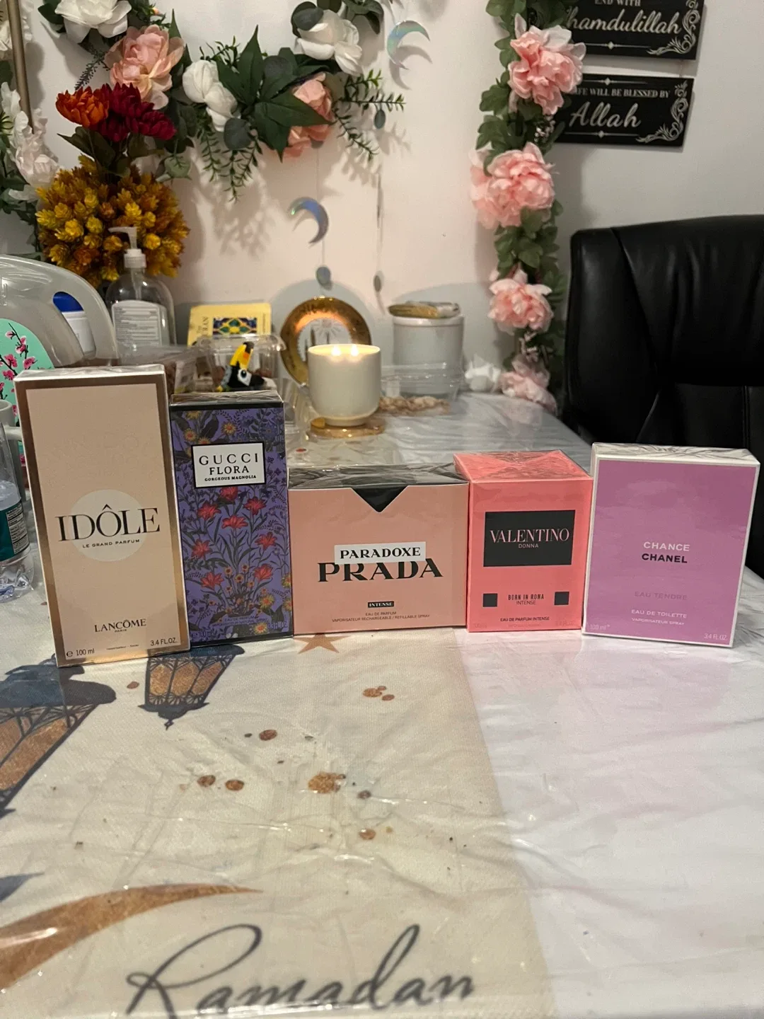 Assorted Perfumes: Lancome, Gucci, Prada, Valentino, Chanel