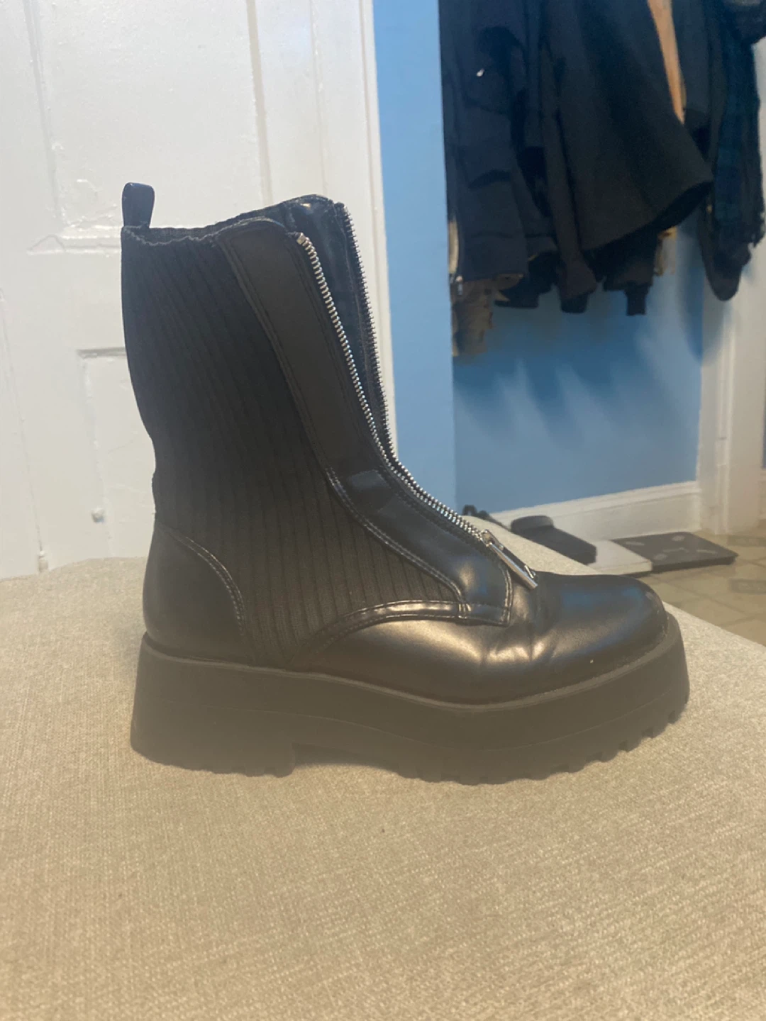 Zara Black Platform Ankle Boots
