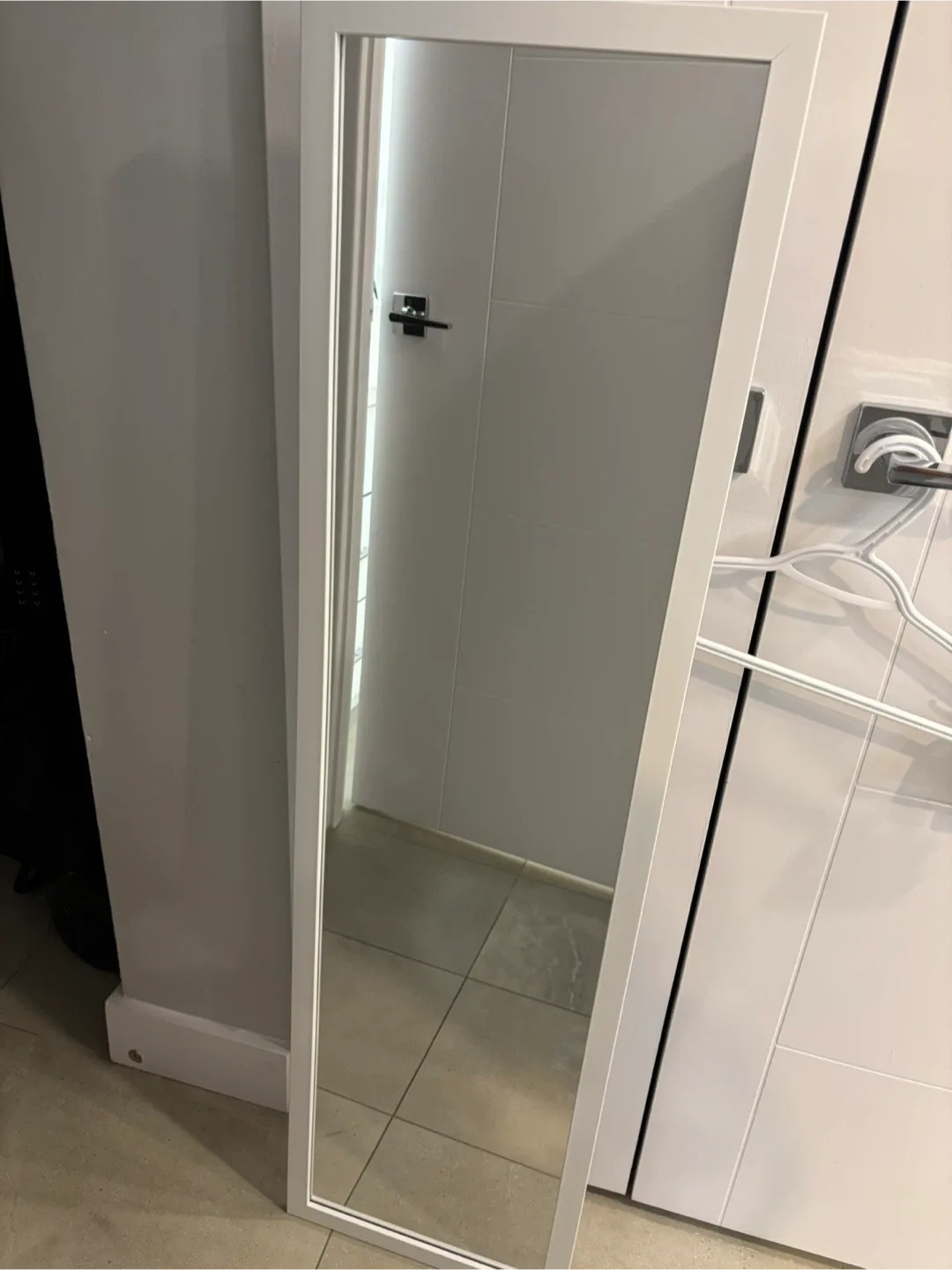 White Framed Mirror - 51" Height