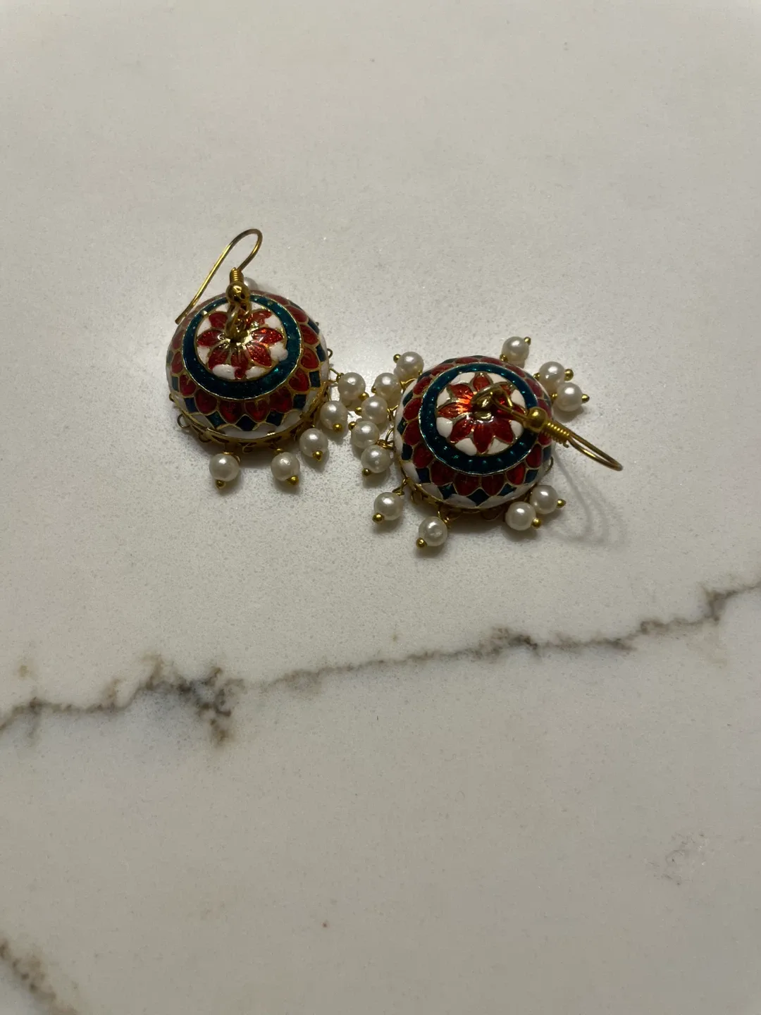 Enamel & Pearl Drop Earrings #cleanout