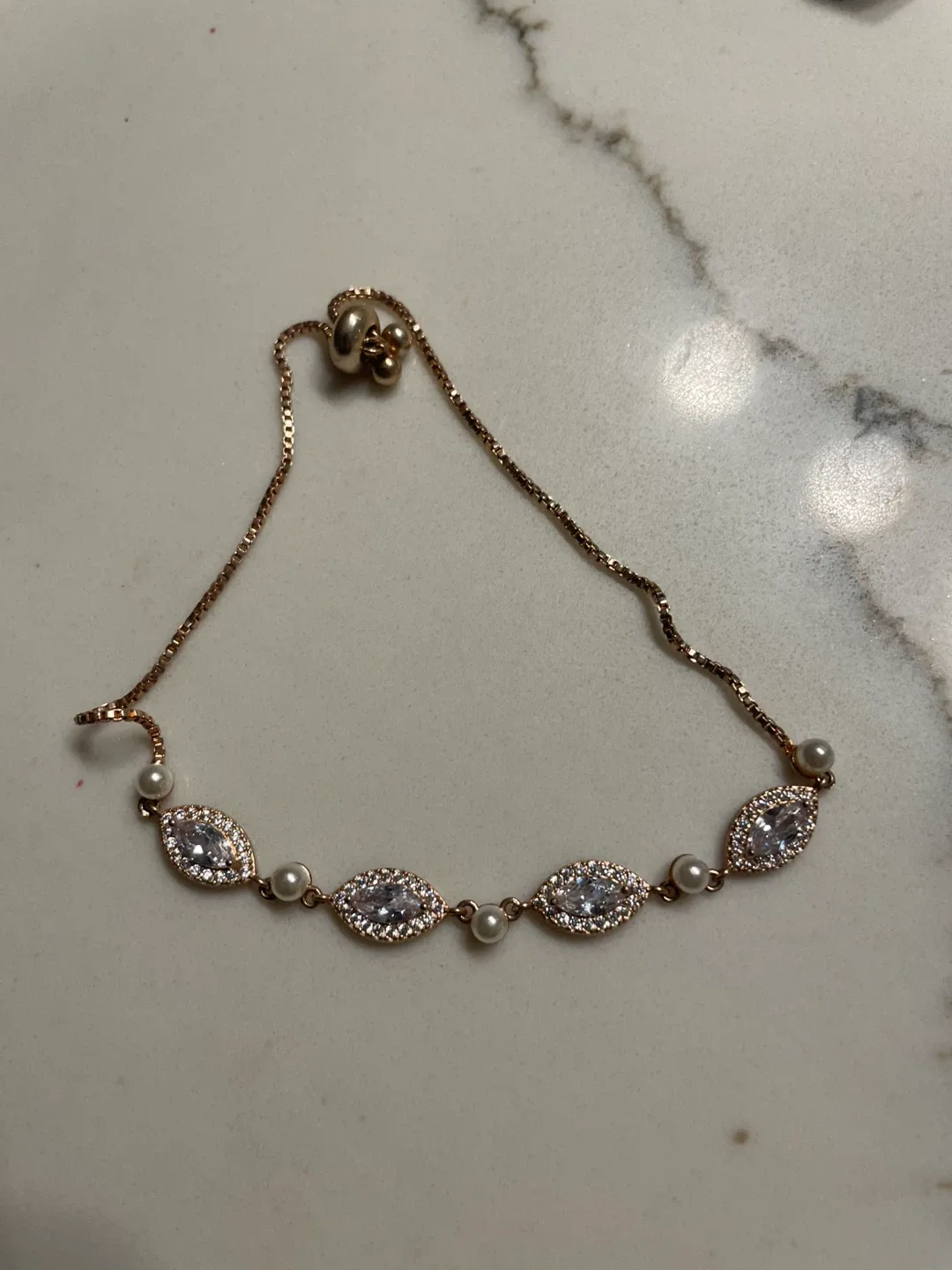 #cleanout Rose Gold Bracelet w/ Cubic Zirconia and Pearls