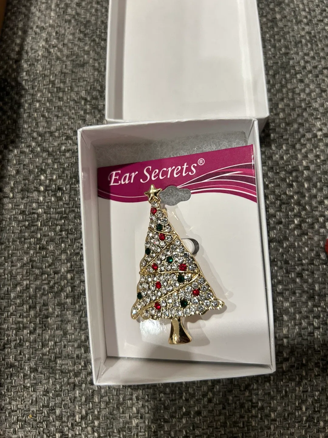 Ear Secrets Christmas Tree Pin - New in Box