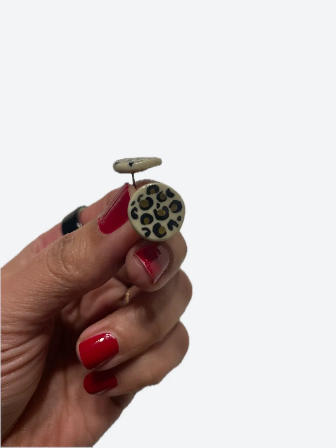 Ceramic Leopard Print Stud Earrings #cleanout