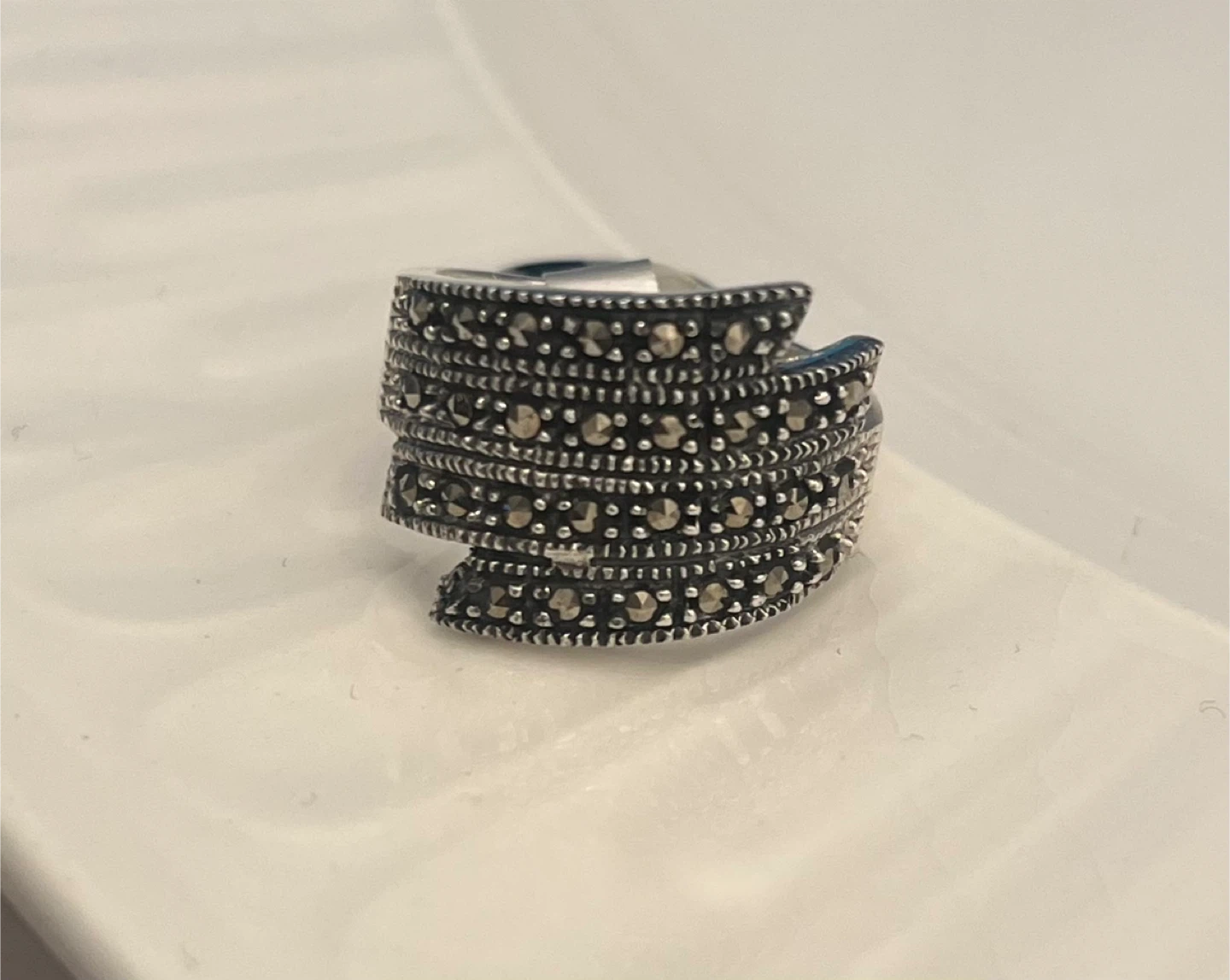 Silver marcasite ring (stamped 925) - photo 3