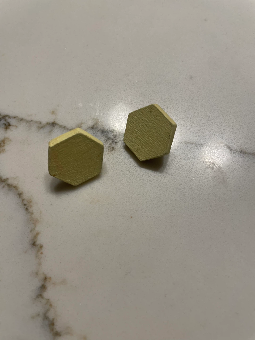 Wooden Hexagon Stud Earrings #cleanout