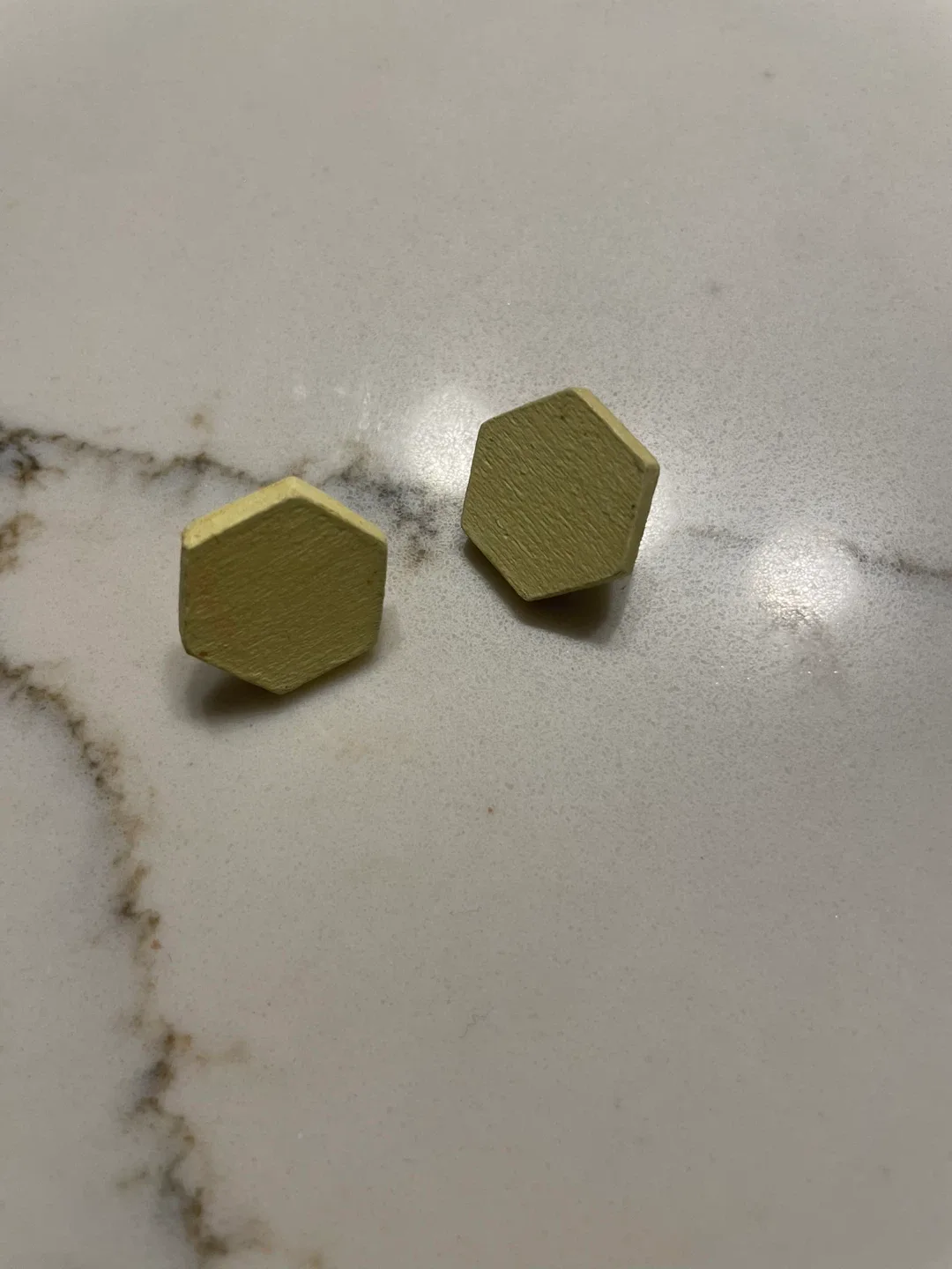 Wooden Hexagon Stud Earrings #cleanout