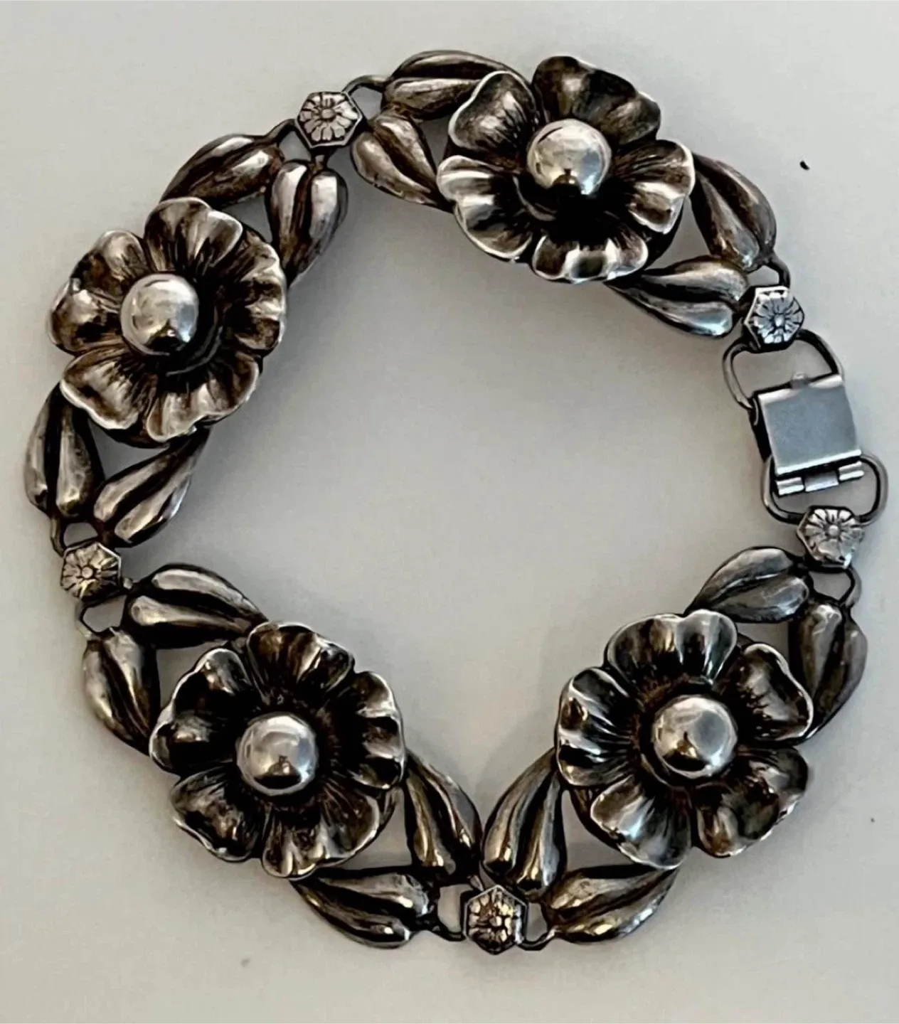#Cleanout - Vintage Sterling Silver Flower Bracelet