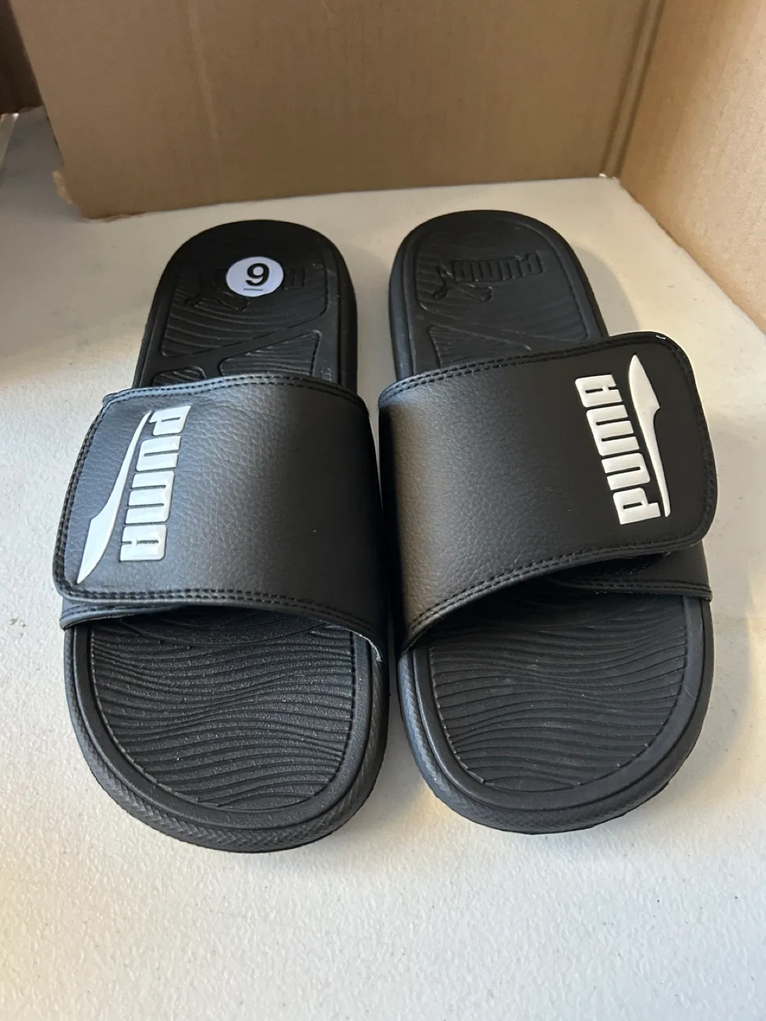 Puma Slides - Black, Size 9