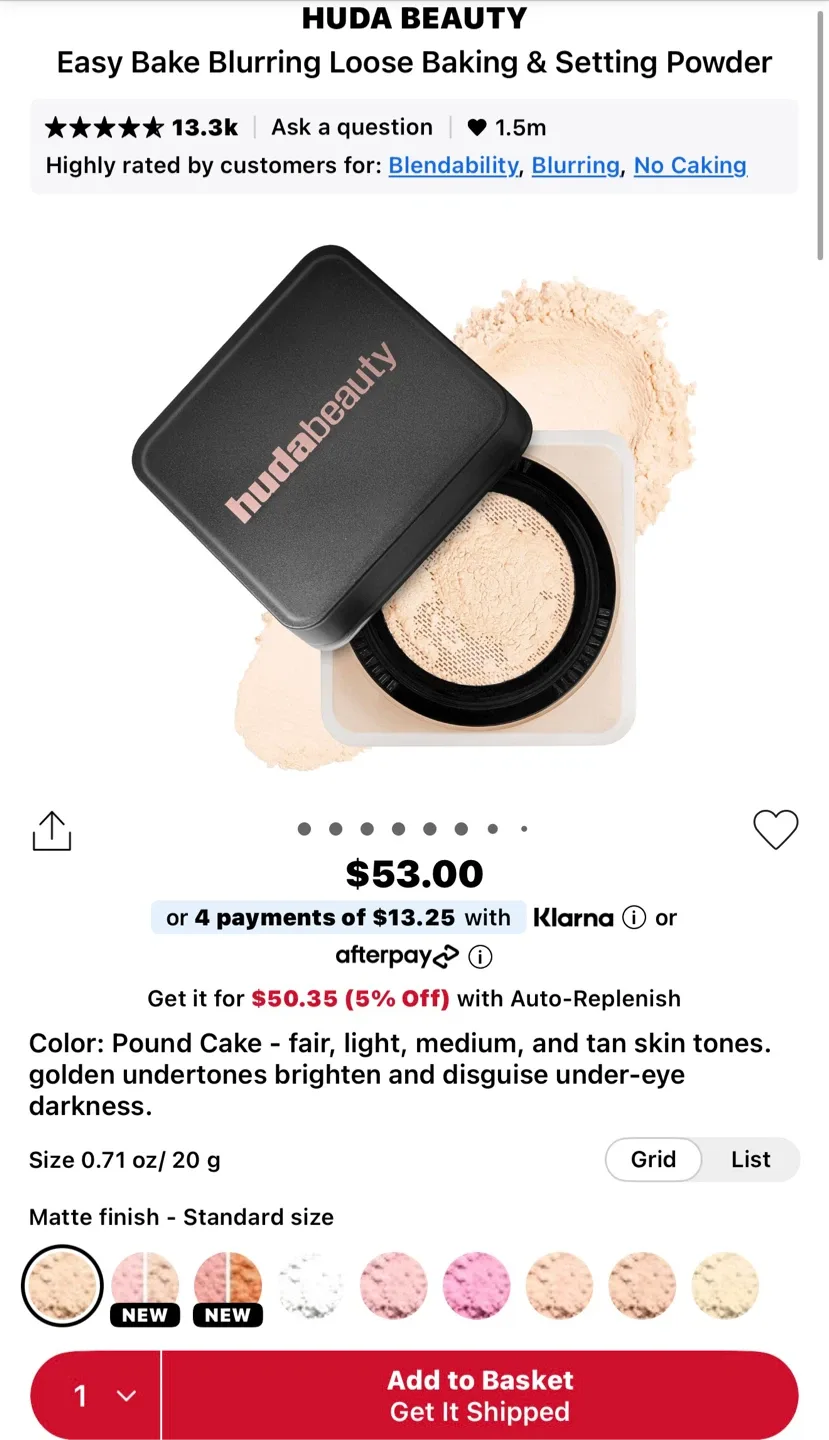 Huda Beauty Easy Bake Loose Powder - Pound Cake