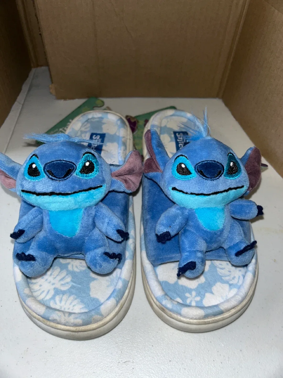 Disney Stitch Plush Slippers Size 11-12