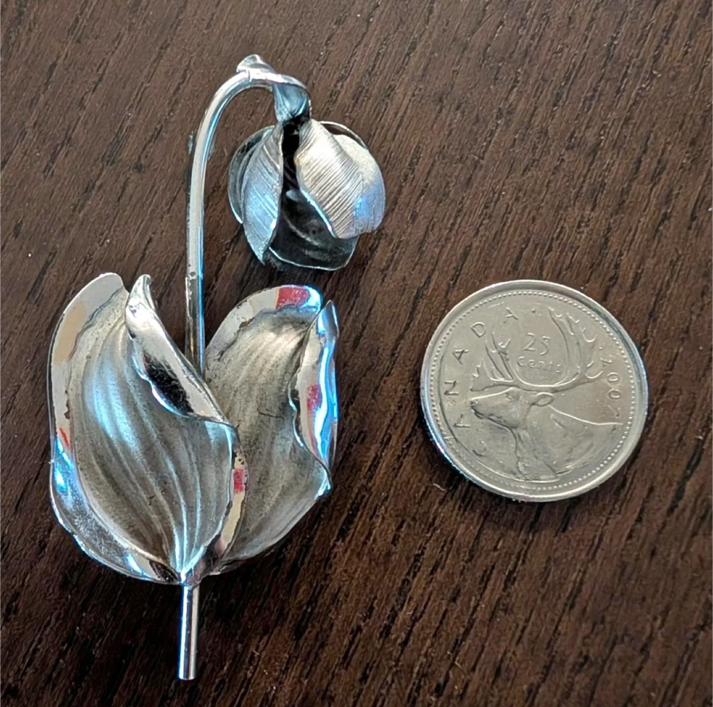 #Cleanout- Vintage Silver Tone Flower Brooch image indicator(2)