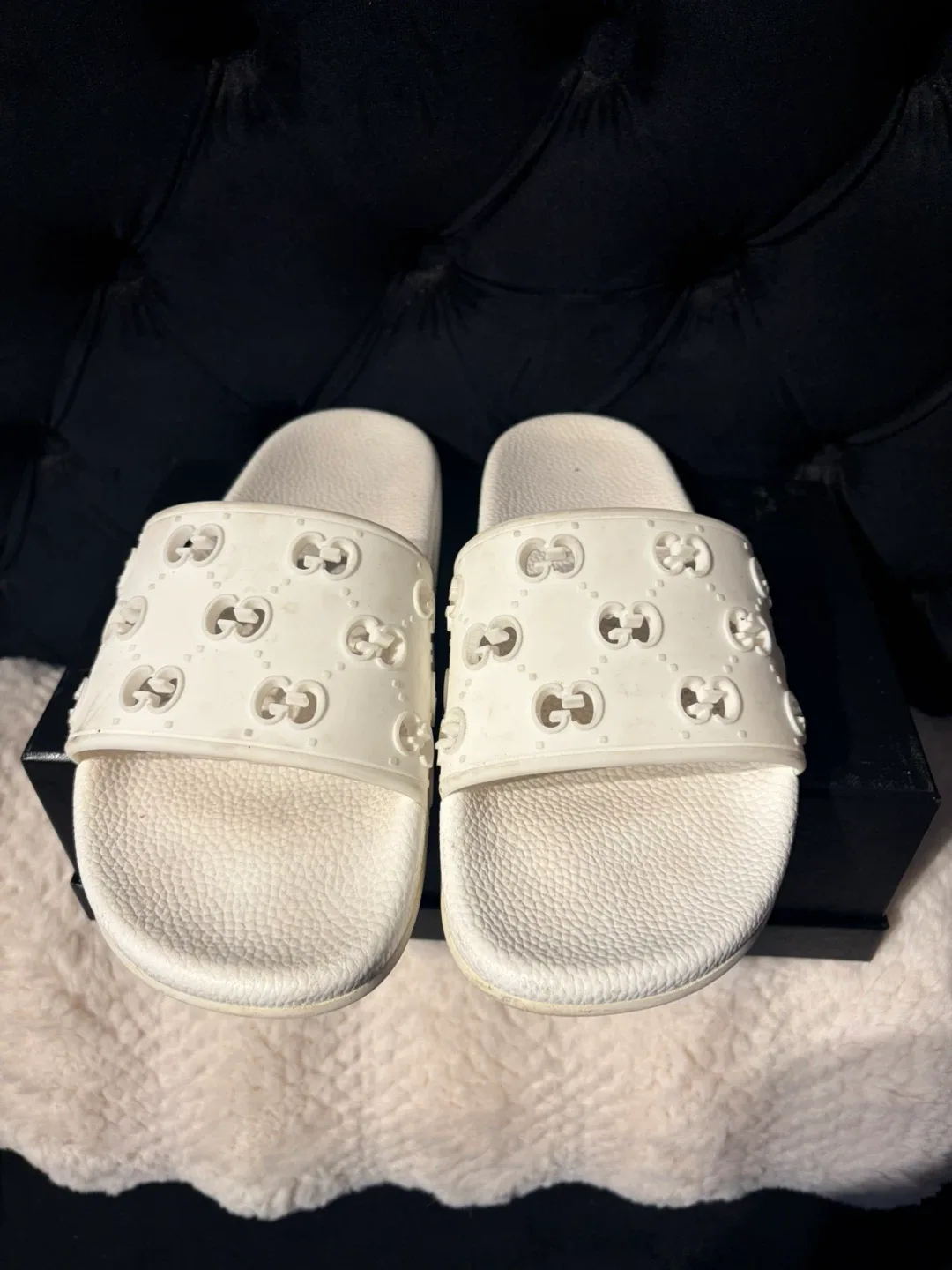 Gucci White Slides 9