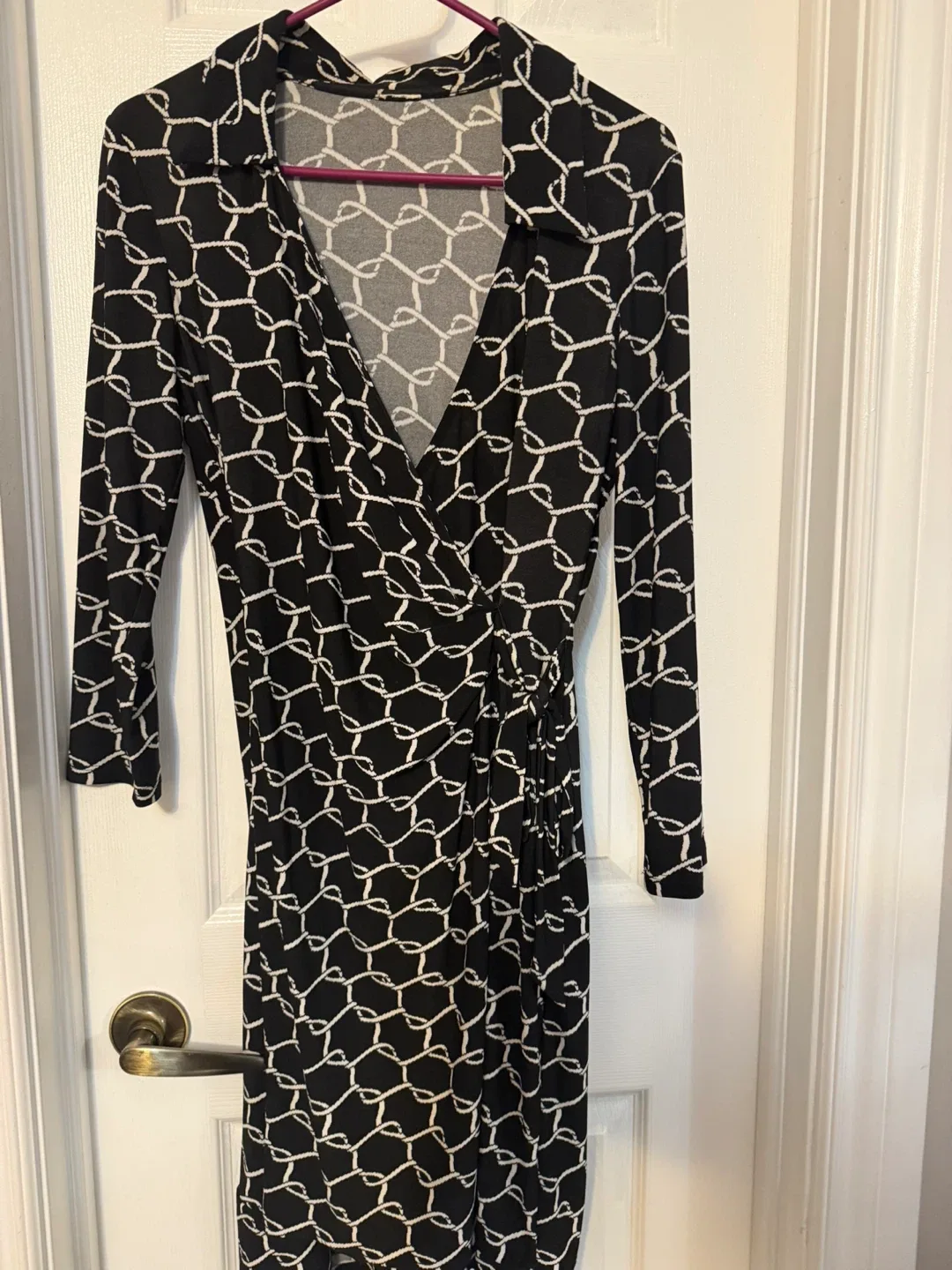Black & White Patterned Wrap Dress