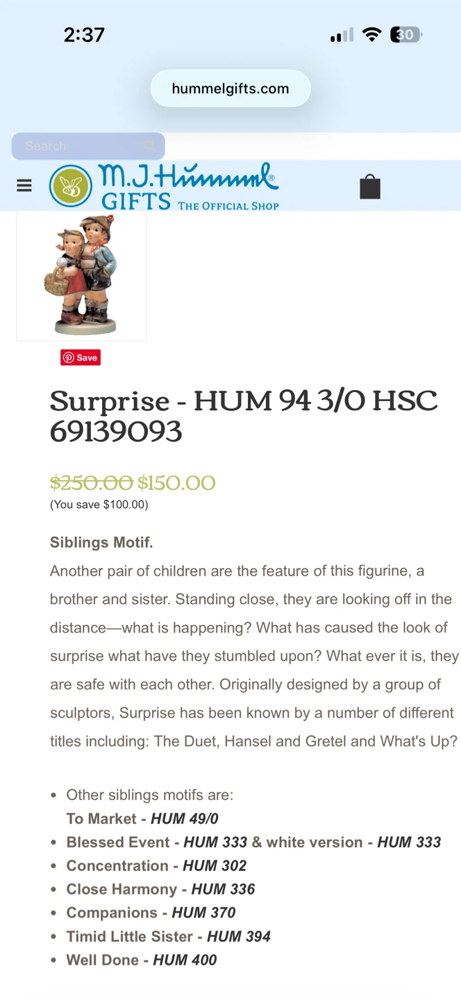 M.I. Hummel "Surprise" Figurine - HUM 94 3/0 HSC - photo 4