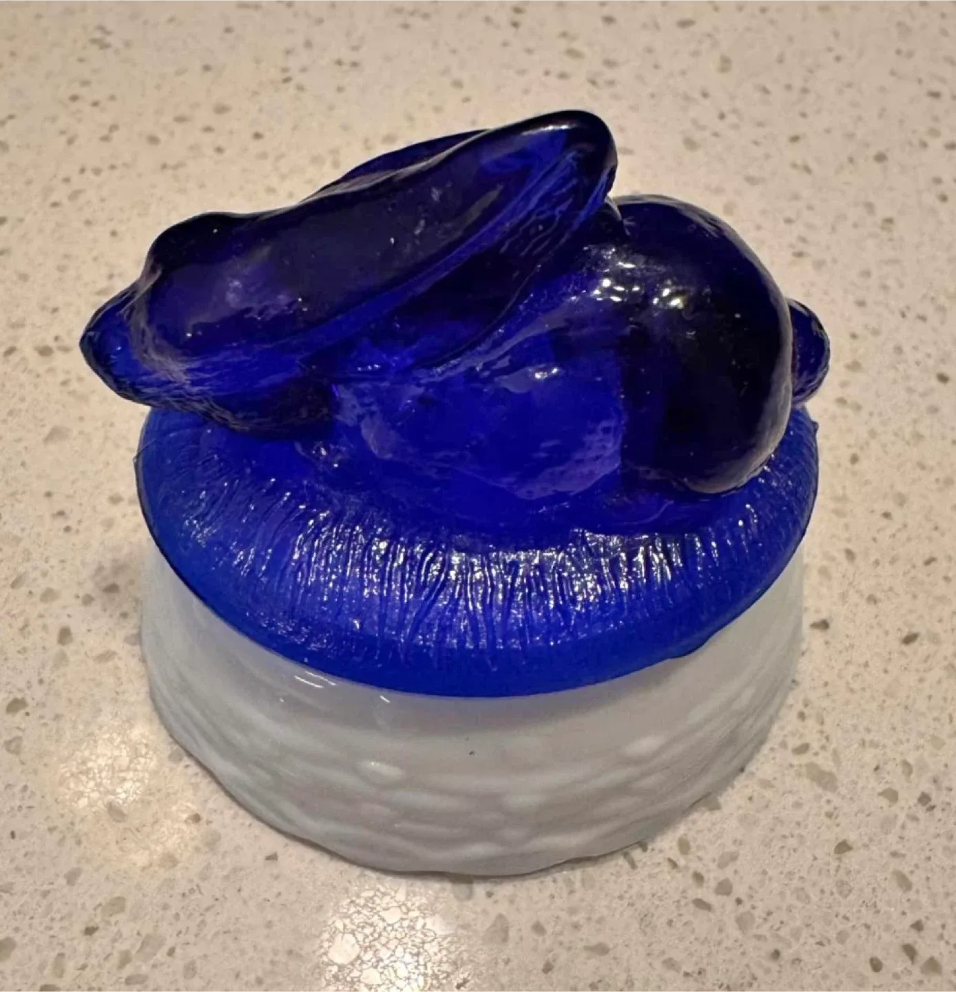 #Cleanout- Summit Art Glass Blue Bunny Trinket Dish