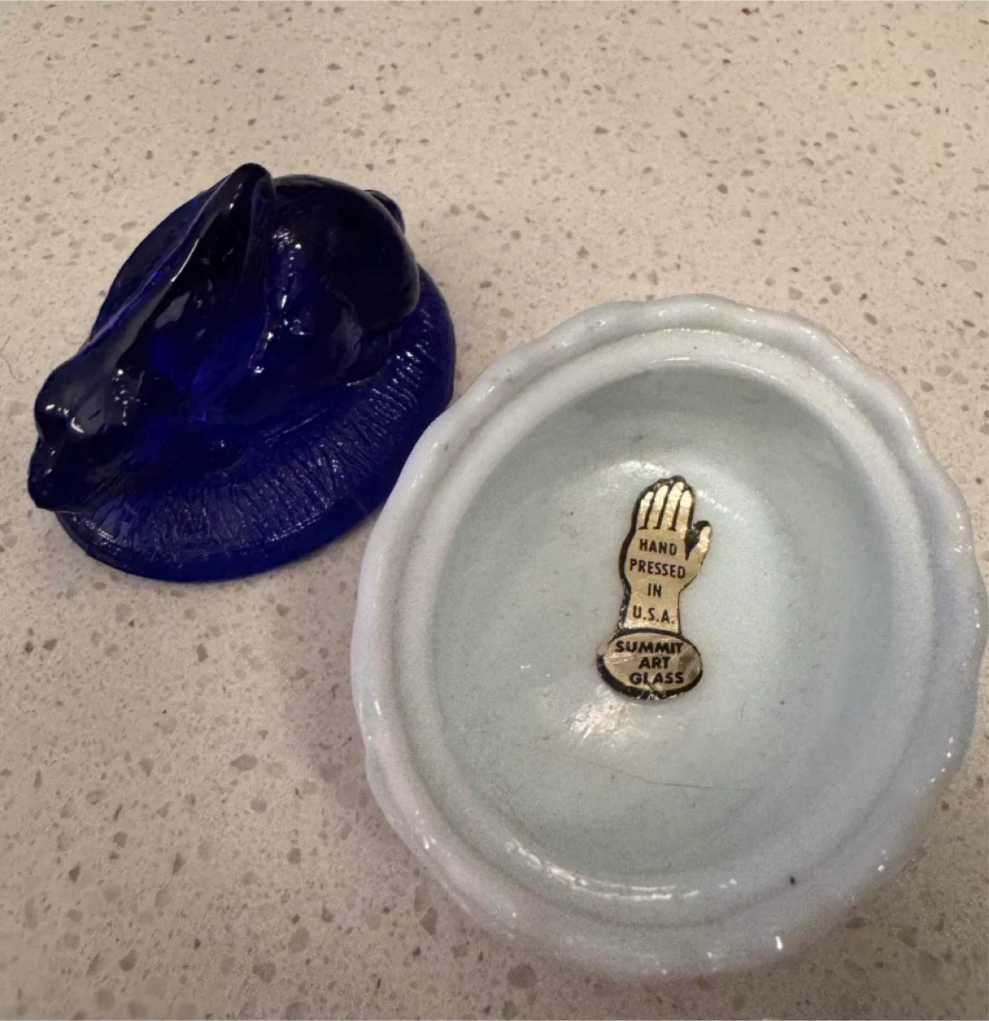 #Cleanout- Summit Art Glass Blue Bunny Trinket Dish image indicator(2)