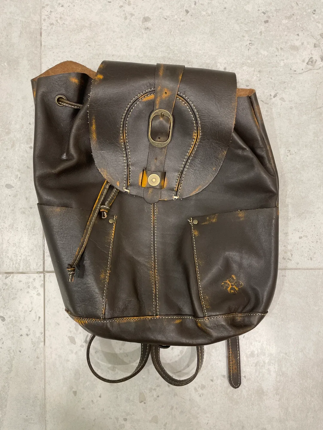 Dark Brown Leather Backpack